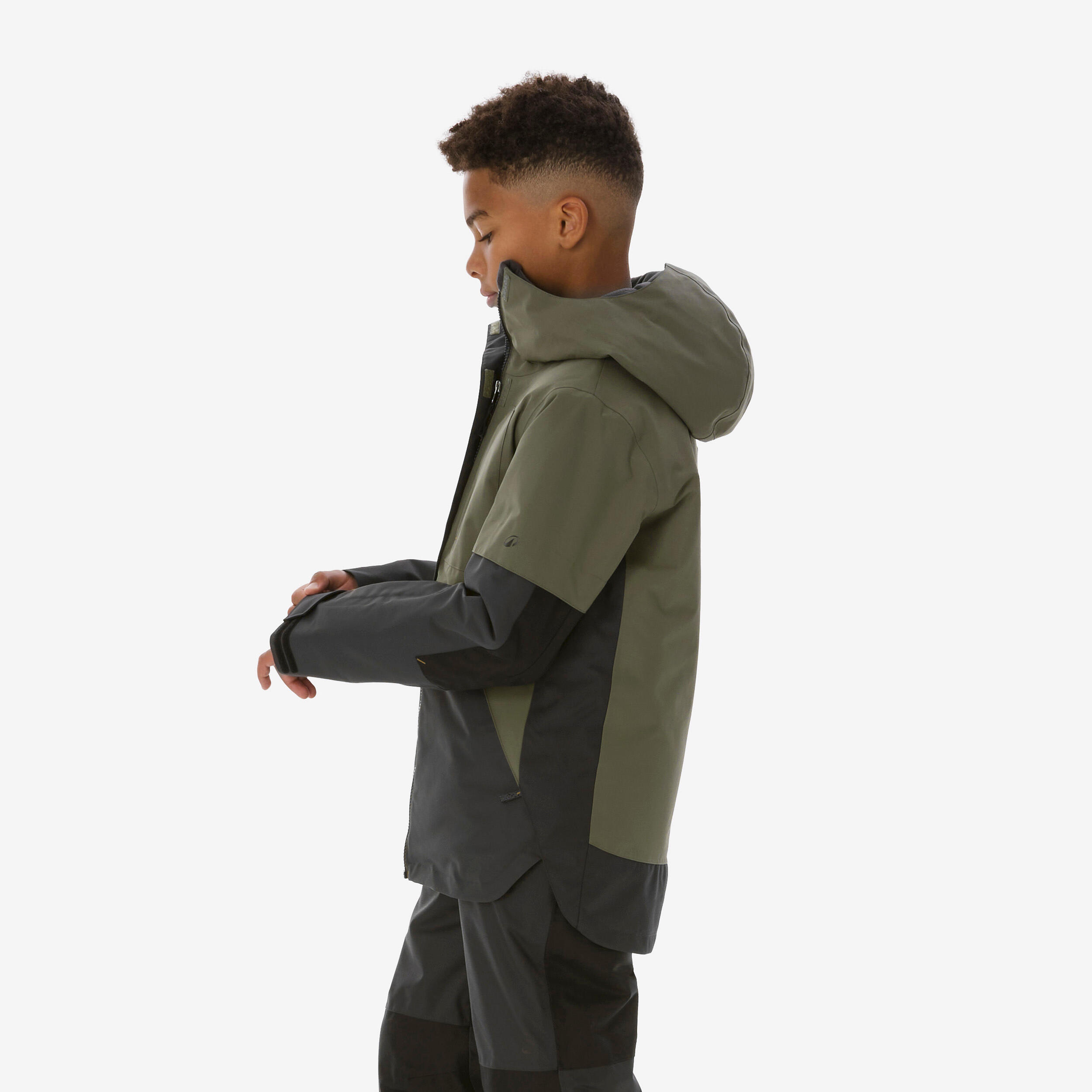 BOYS' HIGH RESISTANCE LONG SNOWBOARD JACKET - SNB 500 - KHAKI 13/33