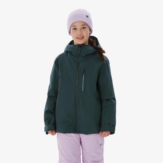 Veste de ski chaude et imperméable enfant 6-14 ans, 500 vert foncé