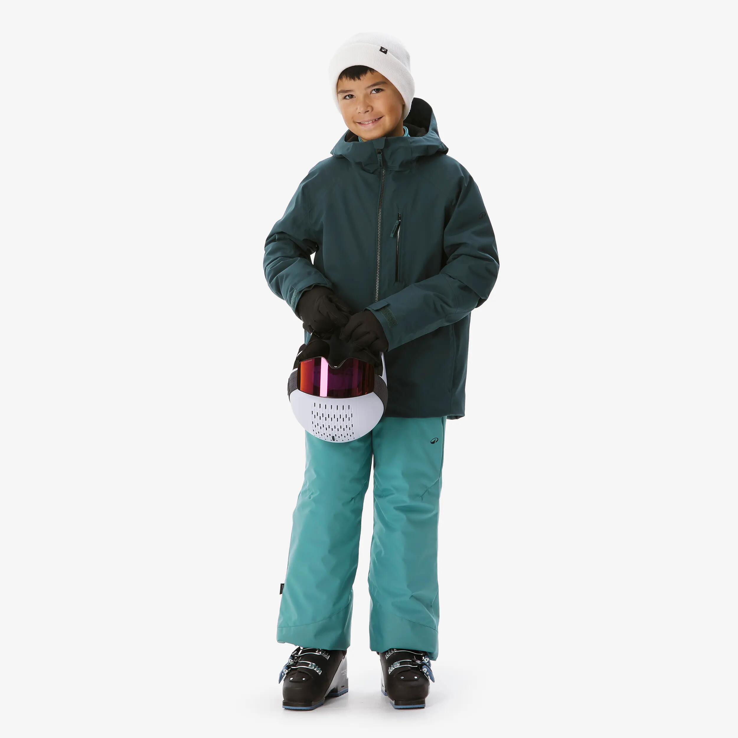 Casaco de Ski Quente e Impermeável Criança 6-14 anos 500 Verde Escuro 8/21