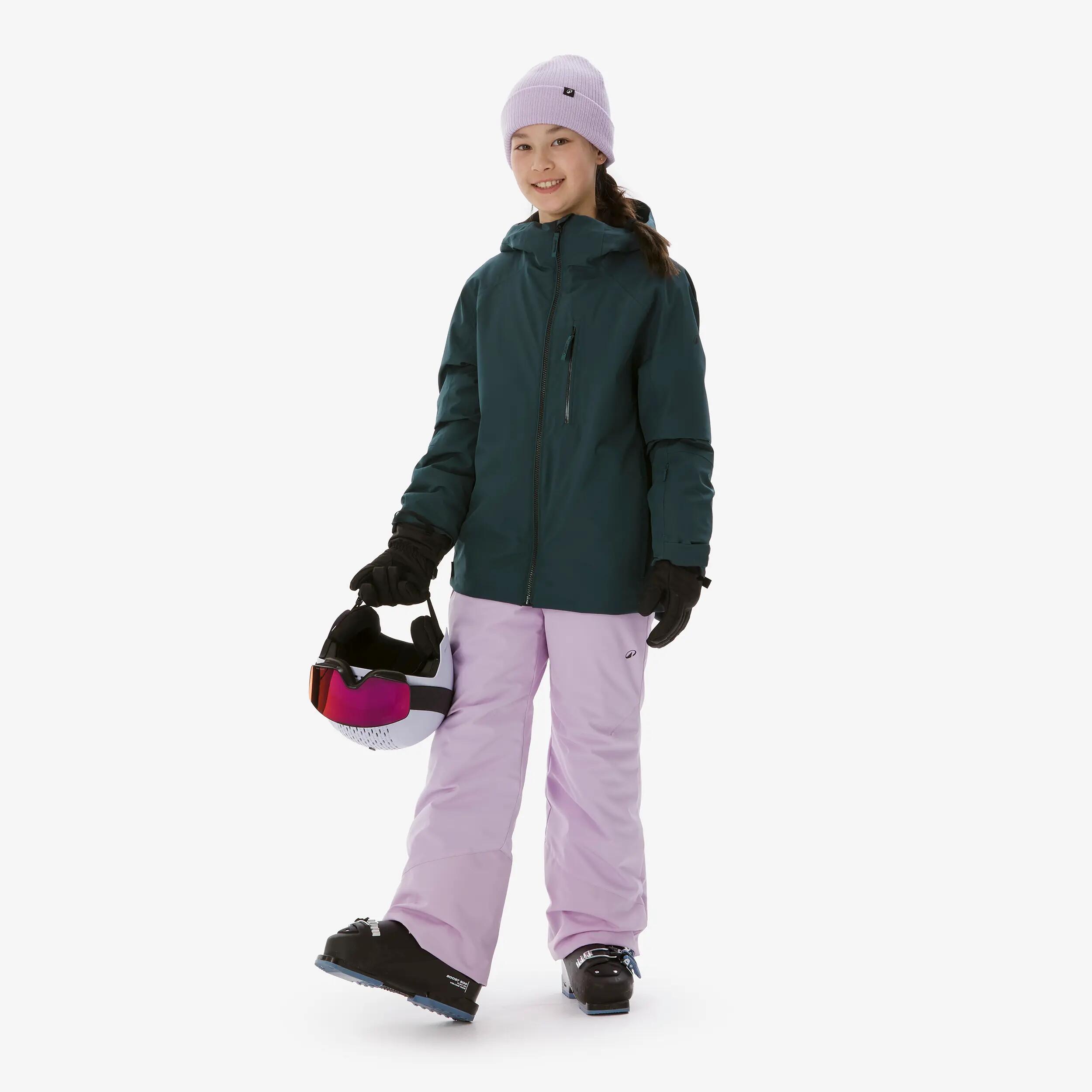 Casaco de Ski Quente e Impermeável Criança 6-14 anos 500 Verde Escuro 4/21