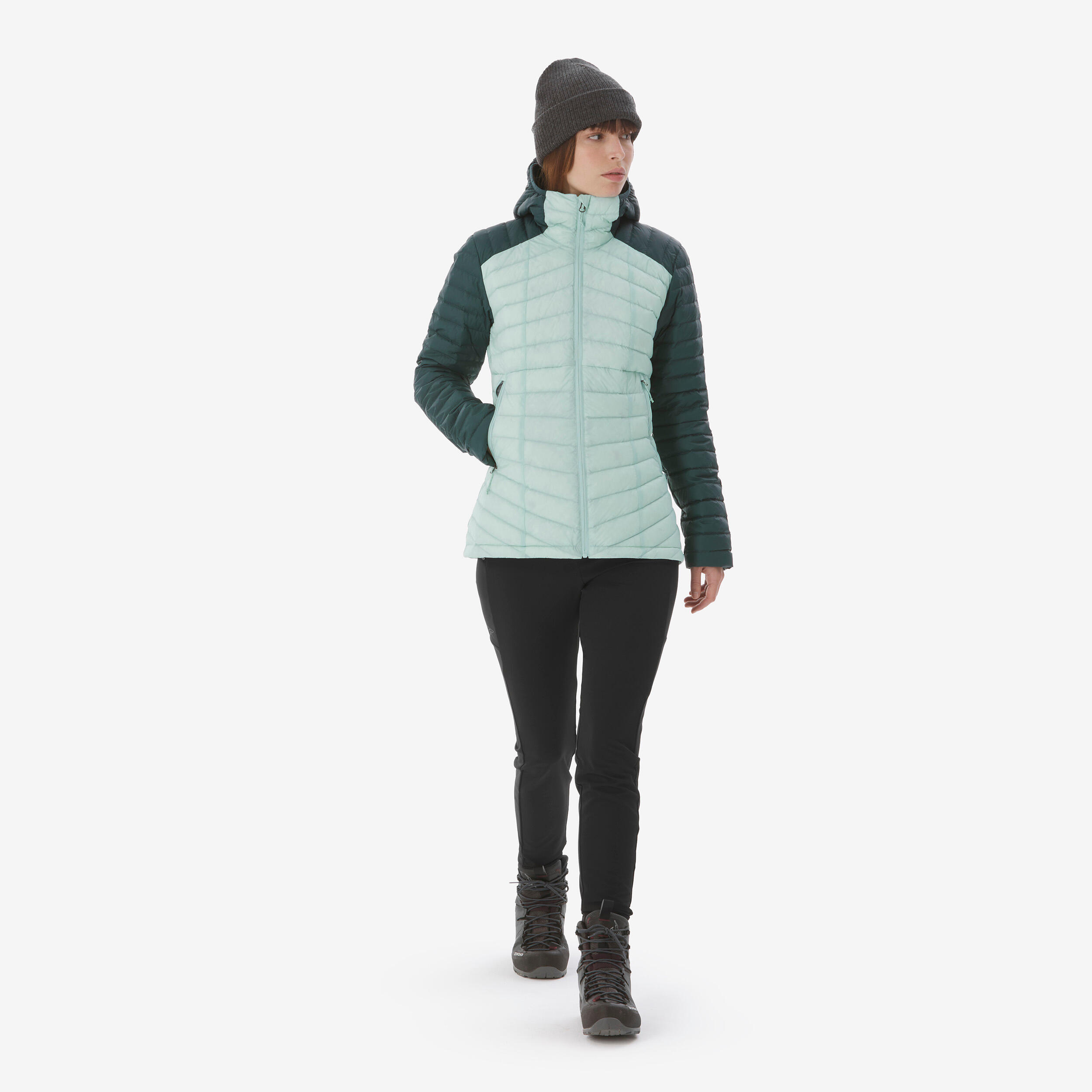 Manteau de longue randonnée léger en duvet femme, Xplore 2/11