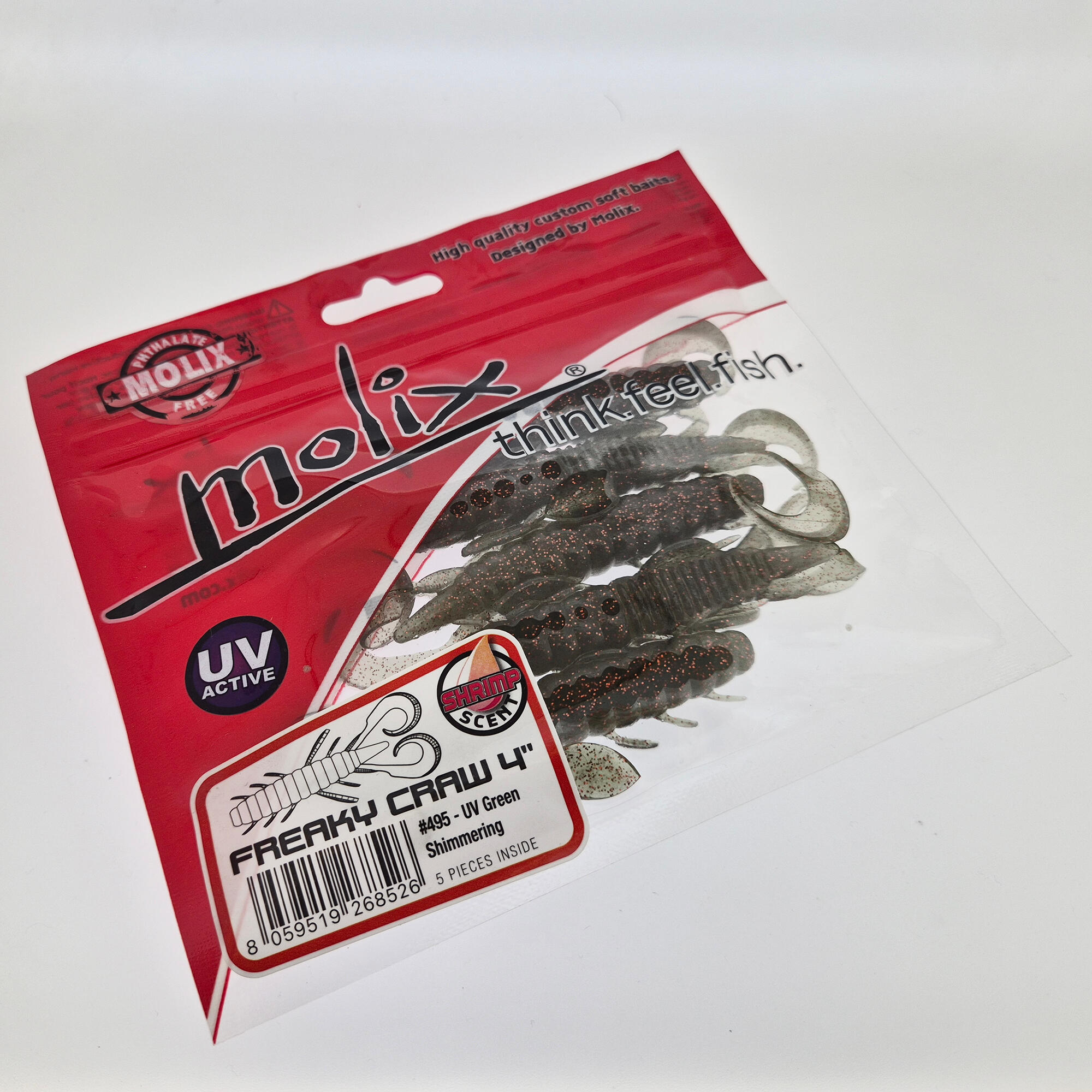 Esca morbida scentata pesca spinning Molix Freaky Craw 4" UV Green Shimmering 4/5