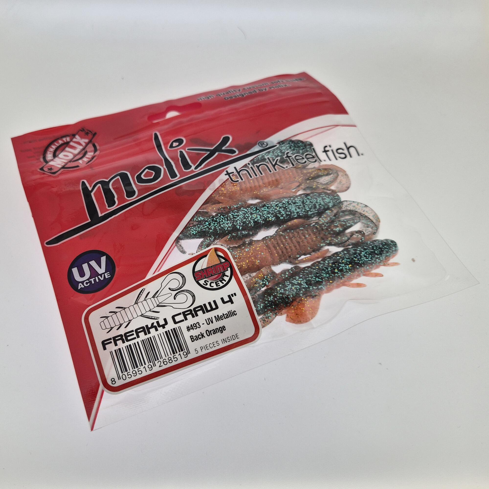 Softbait gambero pesca spinning Molix Freaky Craw UV Black Orange 10cm 5pz 4/5