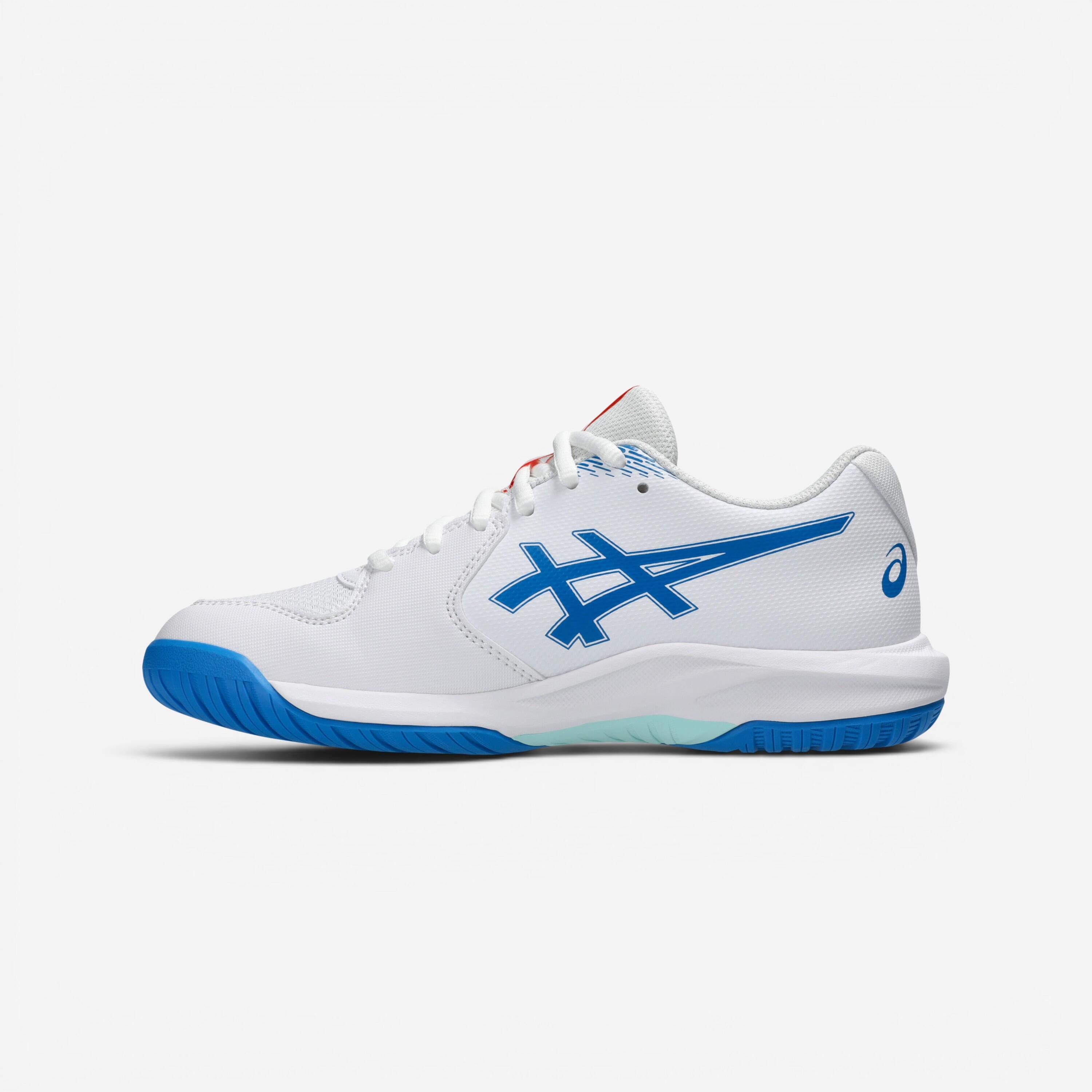 Chaussures de tennis multicourt à lacets enfant, Asics Gel Dedicate 9 GS blanc 2/8