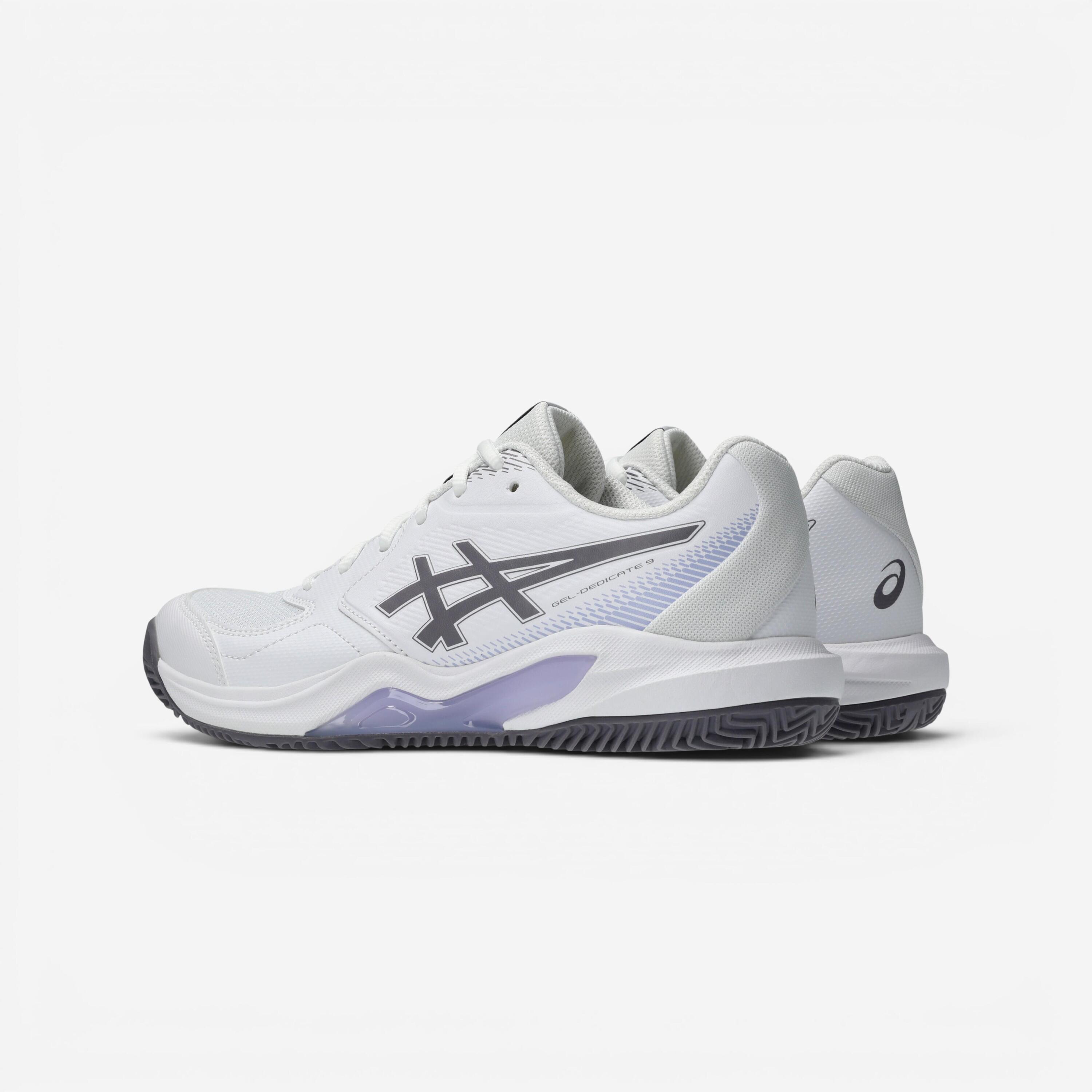 Damen-Sandplatz-Tennisschuhe, Asics Gel Dedicate 9, weiss 6/8