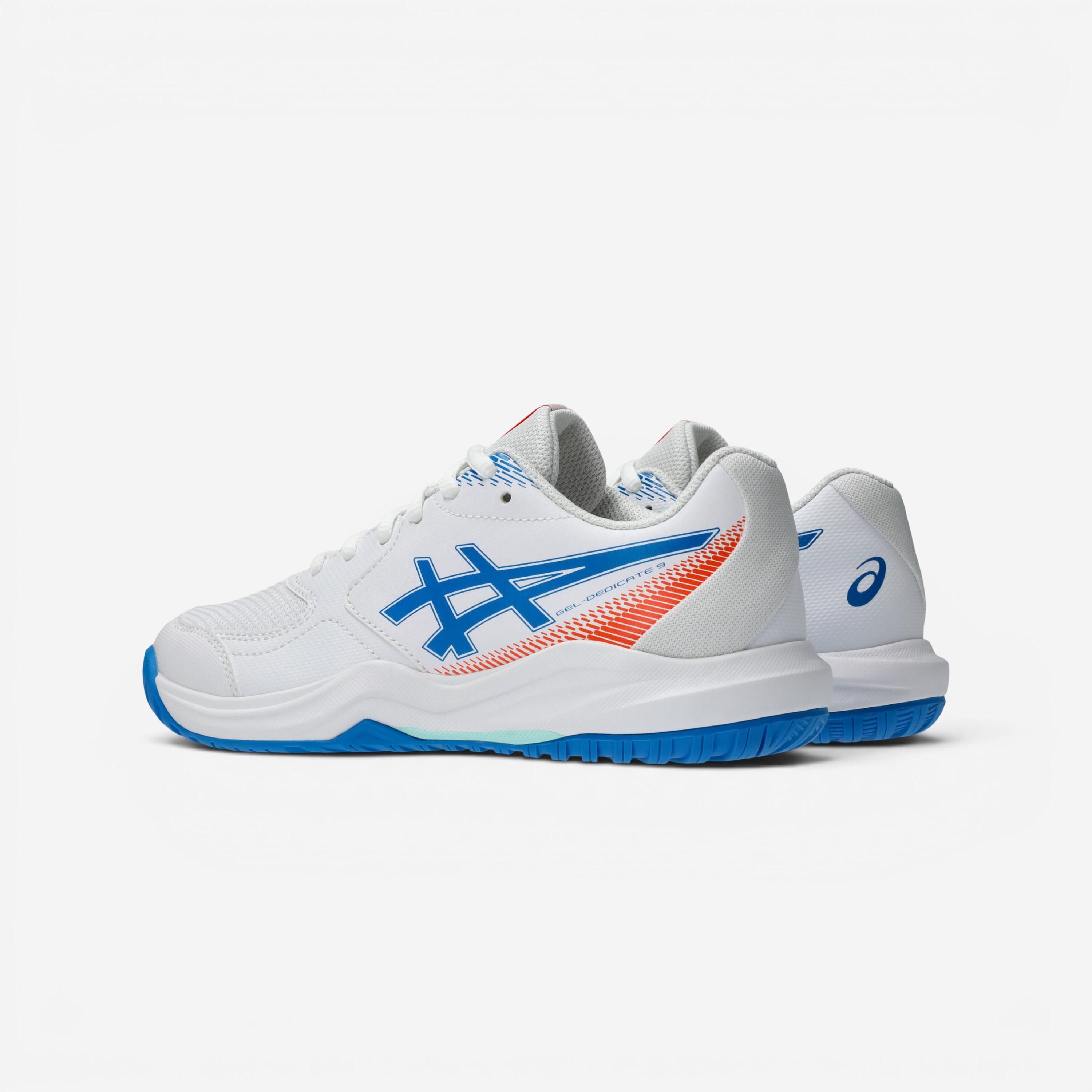 Chaussures de tennis multicourt à lacets enfant, Asics Gel Dedicate 9 GS blanc 6/8