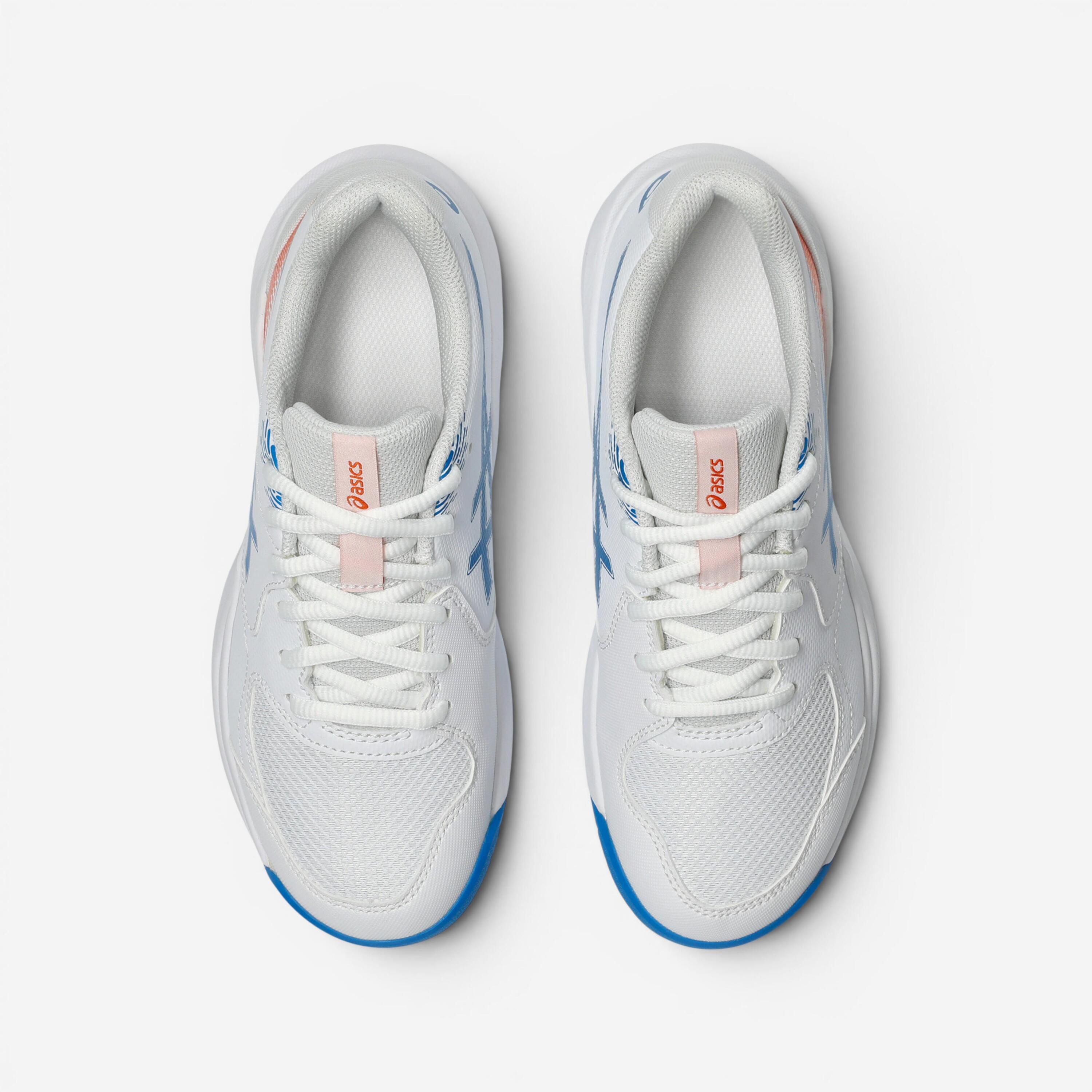 Chaussures de tennis multicourt à lacets enfant, Asics Gel Dedicate 9 GS blanc 4/8