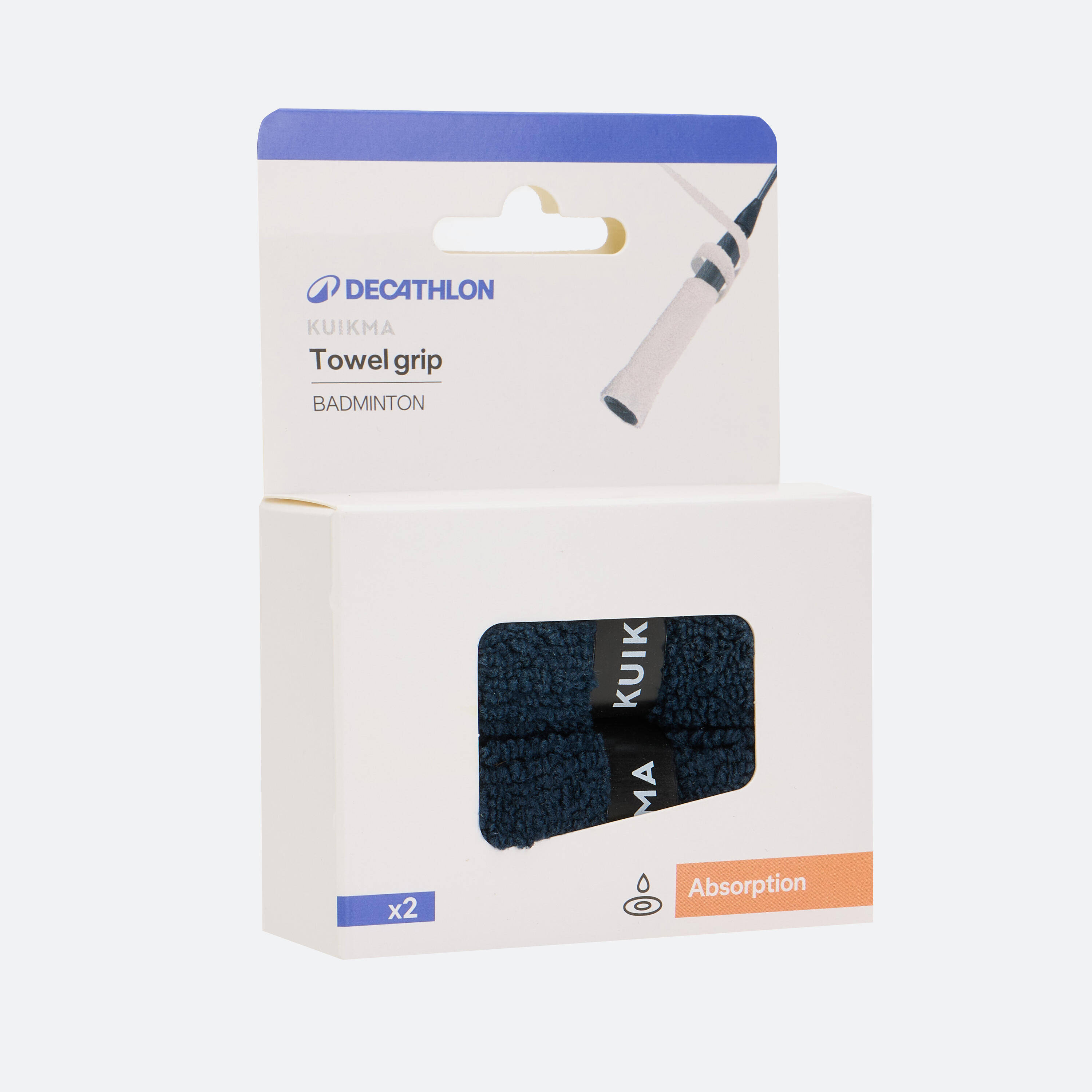 BADMINTON TOWEL GRIP x 2 BLACK -  3