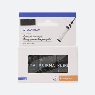 Badminton Quickdry Overgrip x 3 Black