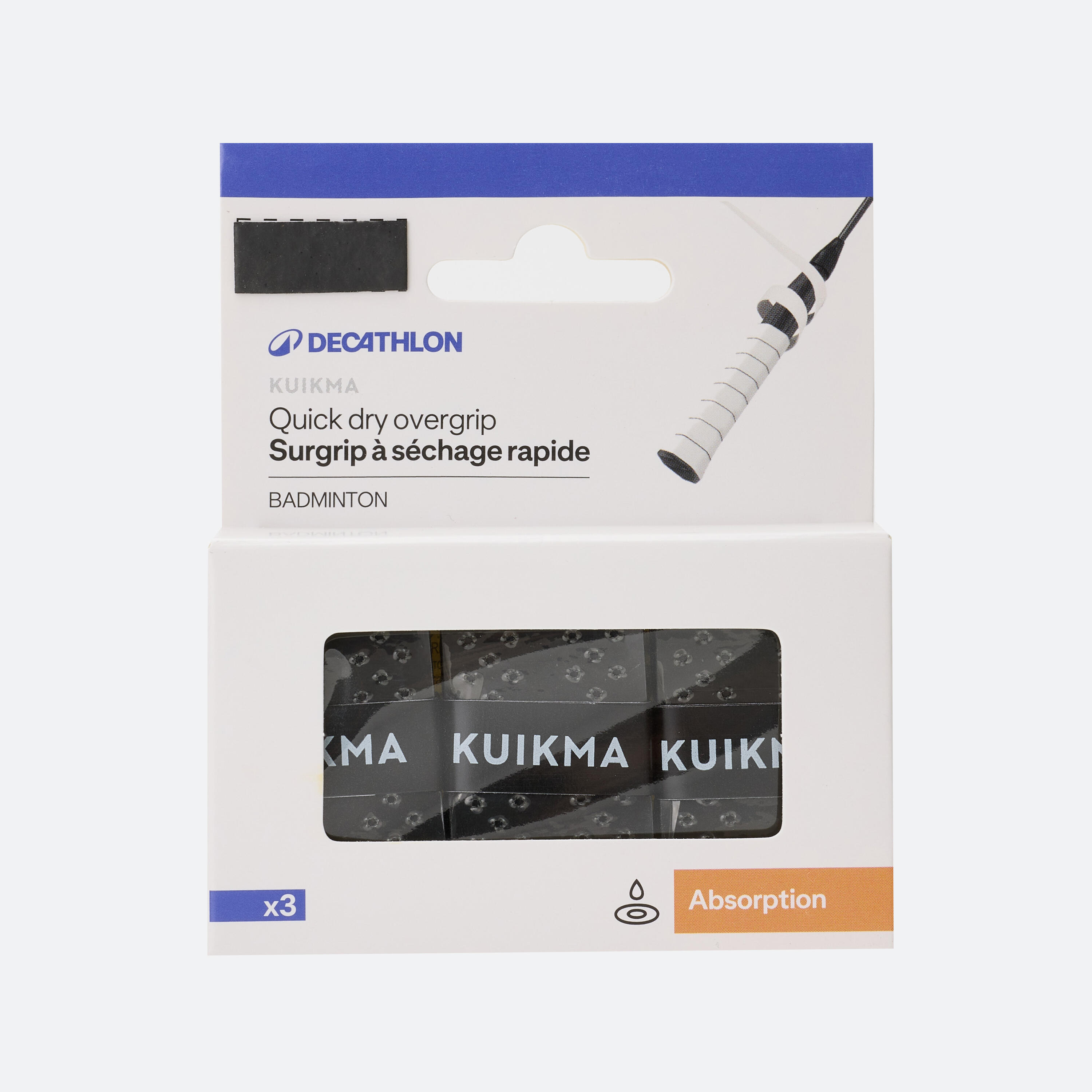Badminton Quickdry Overgrip X 3 Black