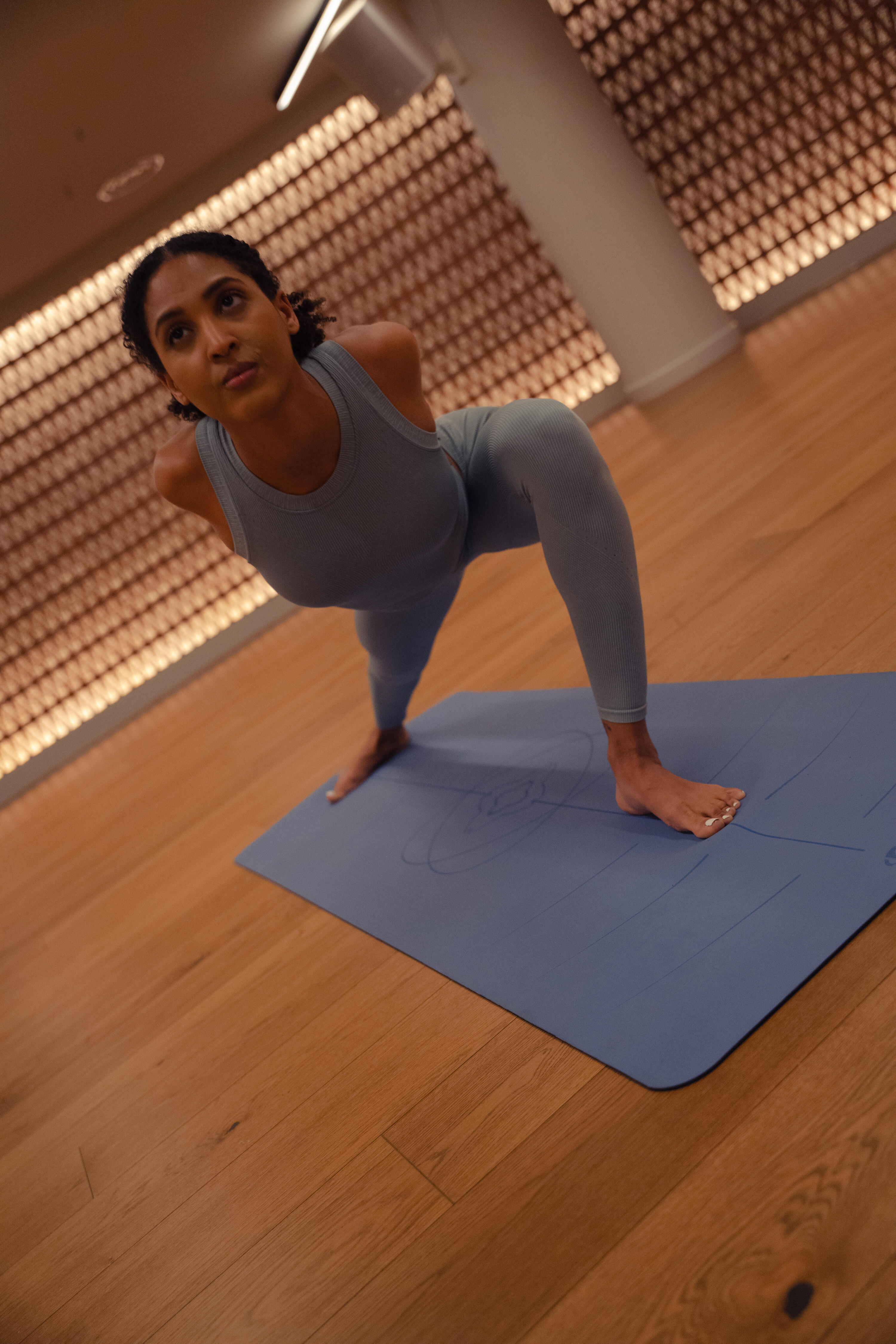 Leggings Damen Yoga und Pilates – blau/grau  2/10
