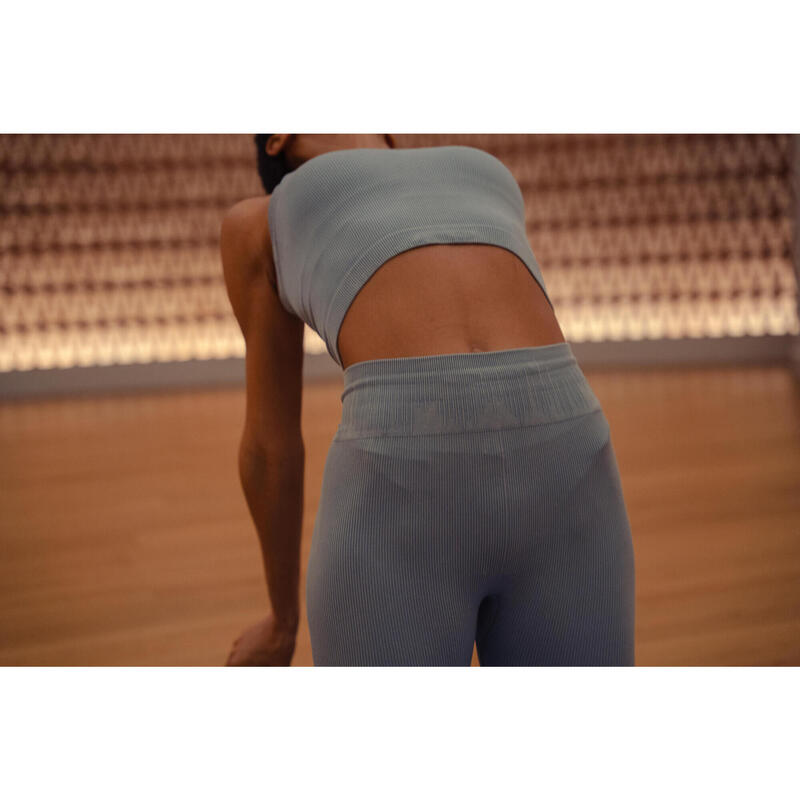 Colanți de yoga și pilates fără cusături elastici albastru Damă 