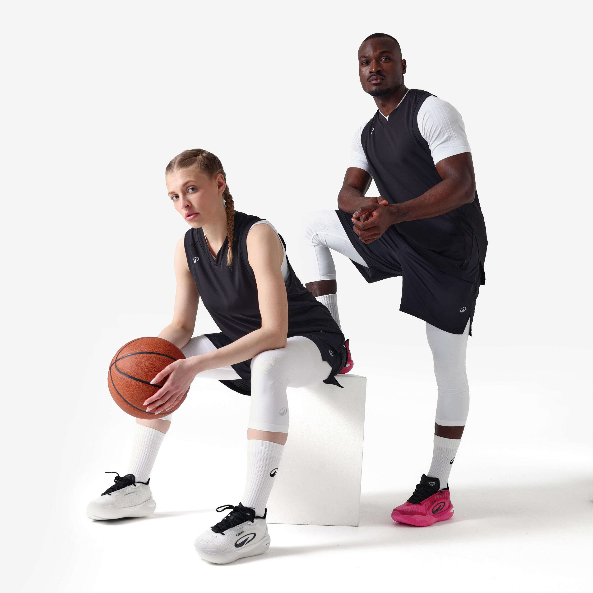 Seamless thermoshirt voor basketbal NBA korte mouwen heren dames 900 wit 2/7