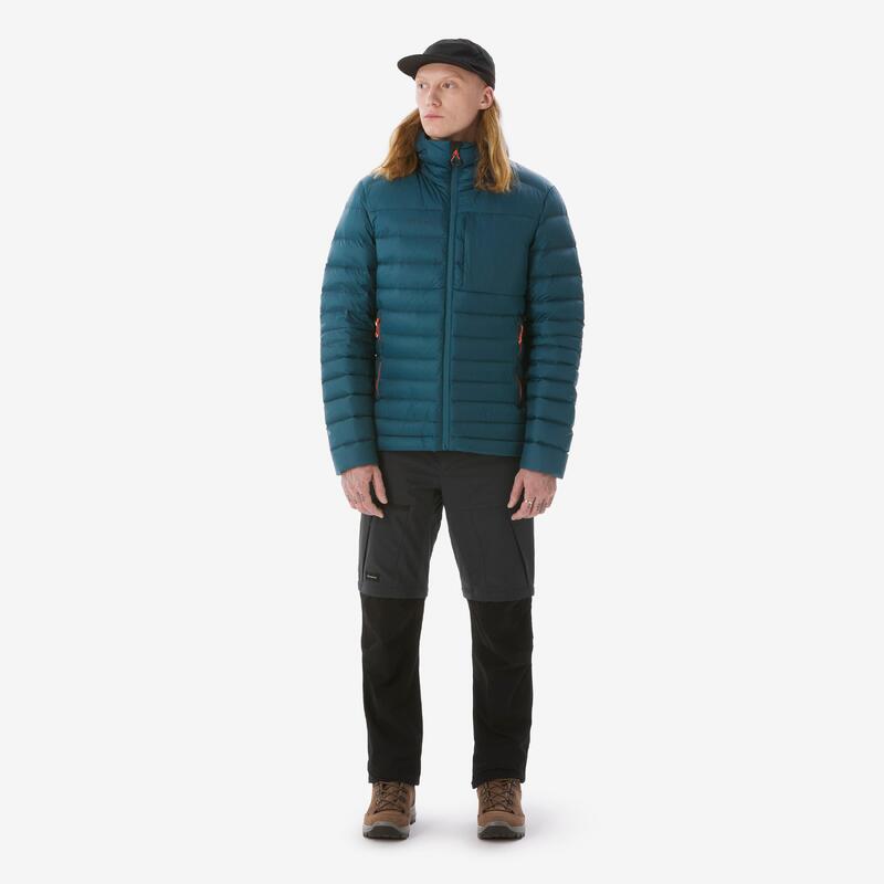 Erkek Outdoor Trekking Kapüşonlu Şişme Mont - Kuş Tüyü - Mavi - mt500 -10 °C