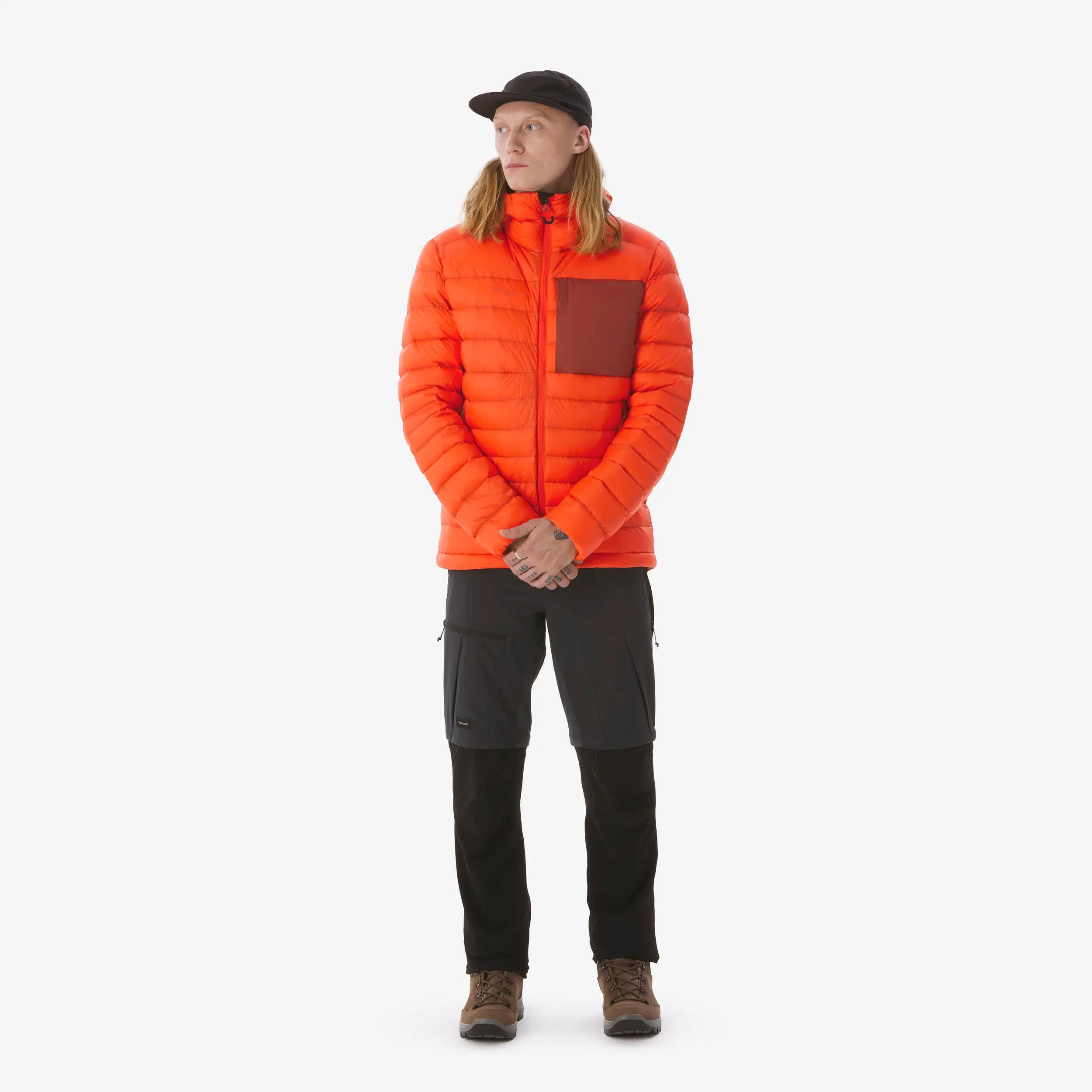 Men Lightweight Packable Down Jacket MT500 Upto -10°C - Orange -  2
