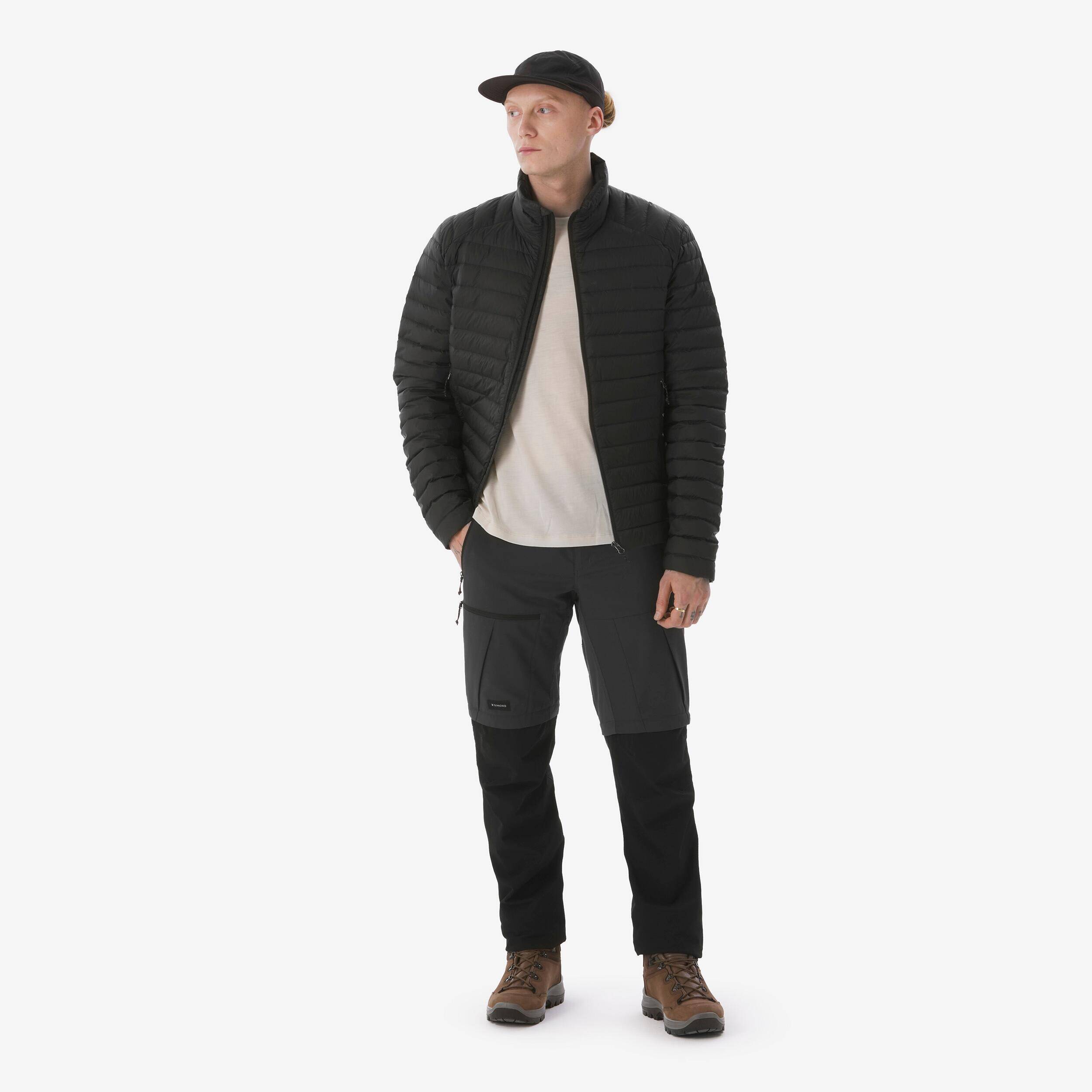 Men’s 90% recycled down trekking jacket -3°C, MT100 - Black -  2