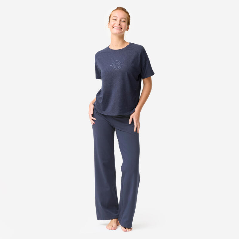 Tricou de yoga Albastru închis Damă