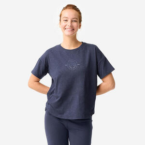 Camiseta Yoga Mujer Azul Noche Manga Corta