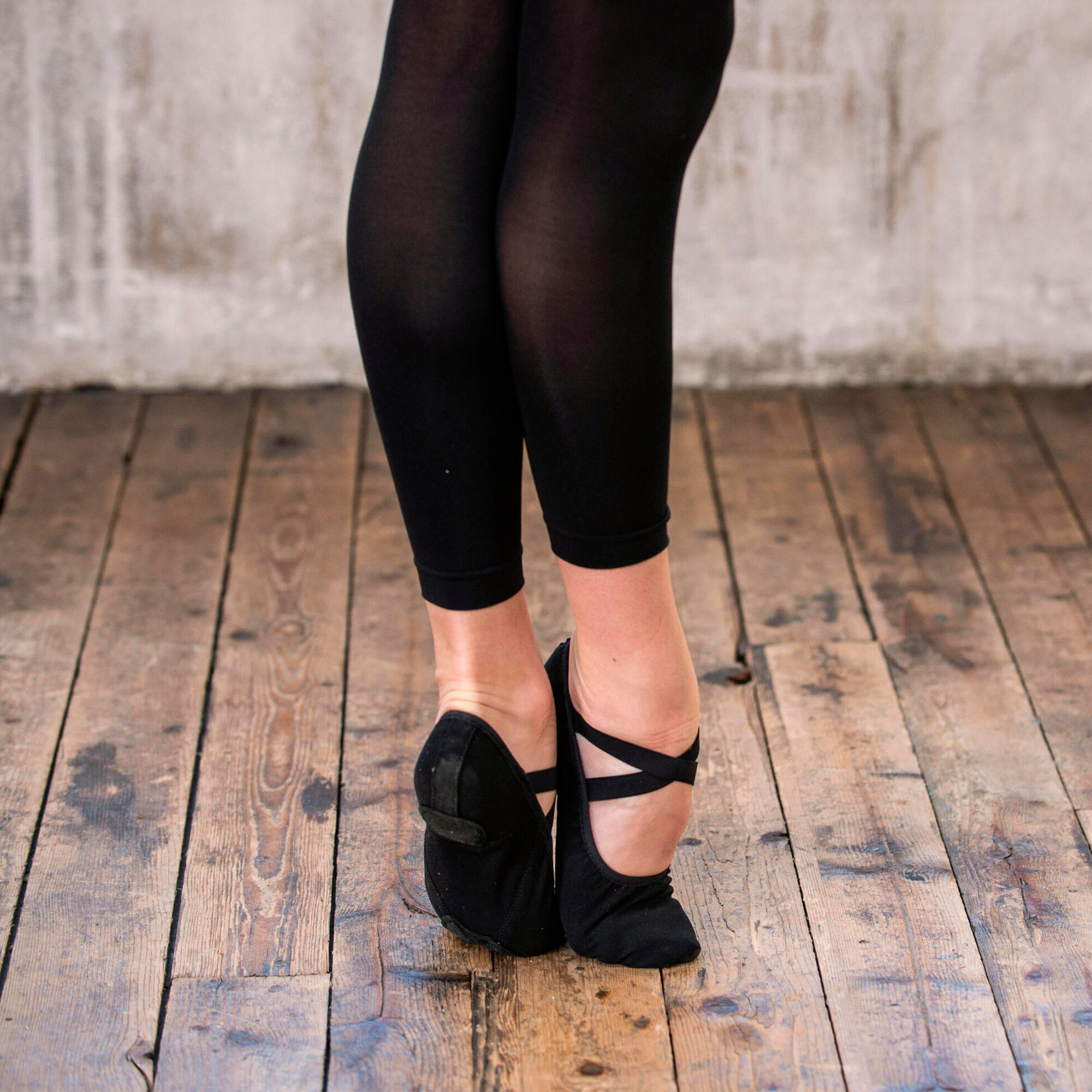 Ballettschuhe Damen geteilte Sohle Leinen - schwarz  2/7