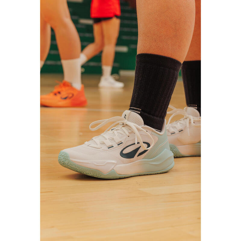 Încălțăminte de handbal adulți, HB 500 Agility Alb Albastru