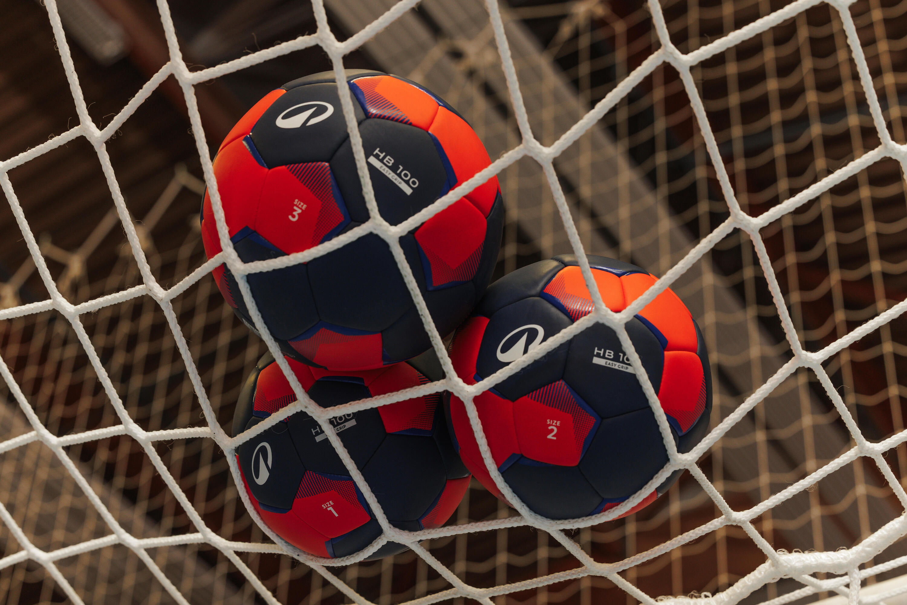 Pilota d'handbol talla 2, H100 Easygrip blau taronja 3/8