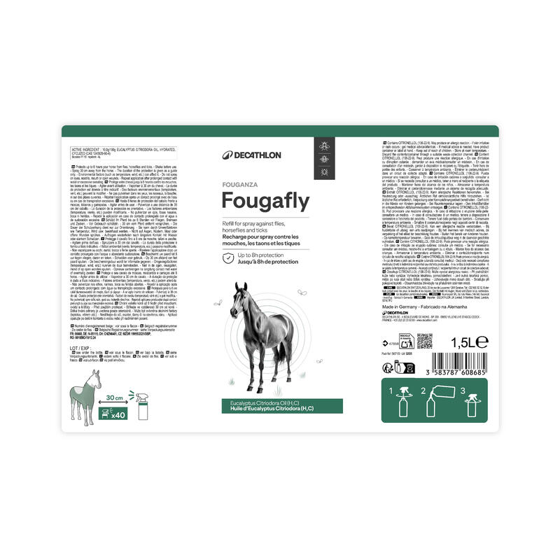 Rezervă spray îndepărtare insecte echitație Fougafly 1,5 ml Cal și Ponei