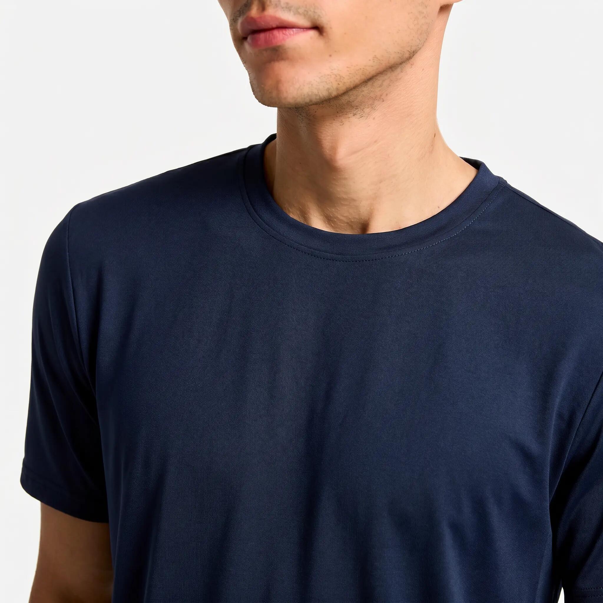 T-shirt de fitness respirável decote redondo homem, azul escuro 5/5