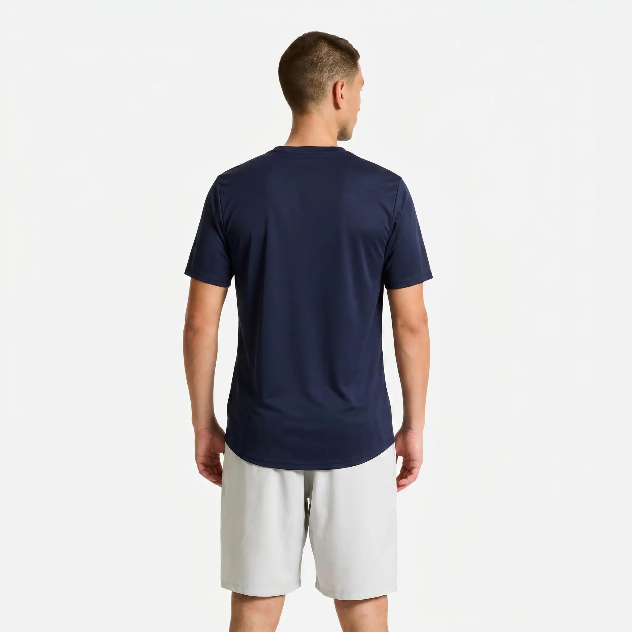 T-shirt de fitness respirável decote redondo homem, azul escuro 3/5