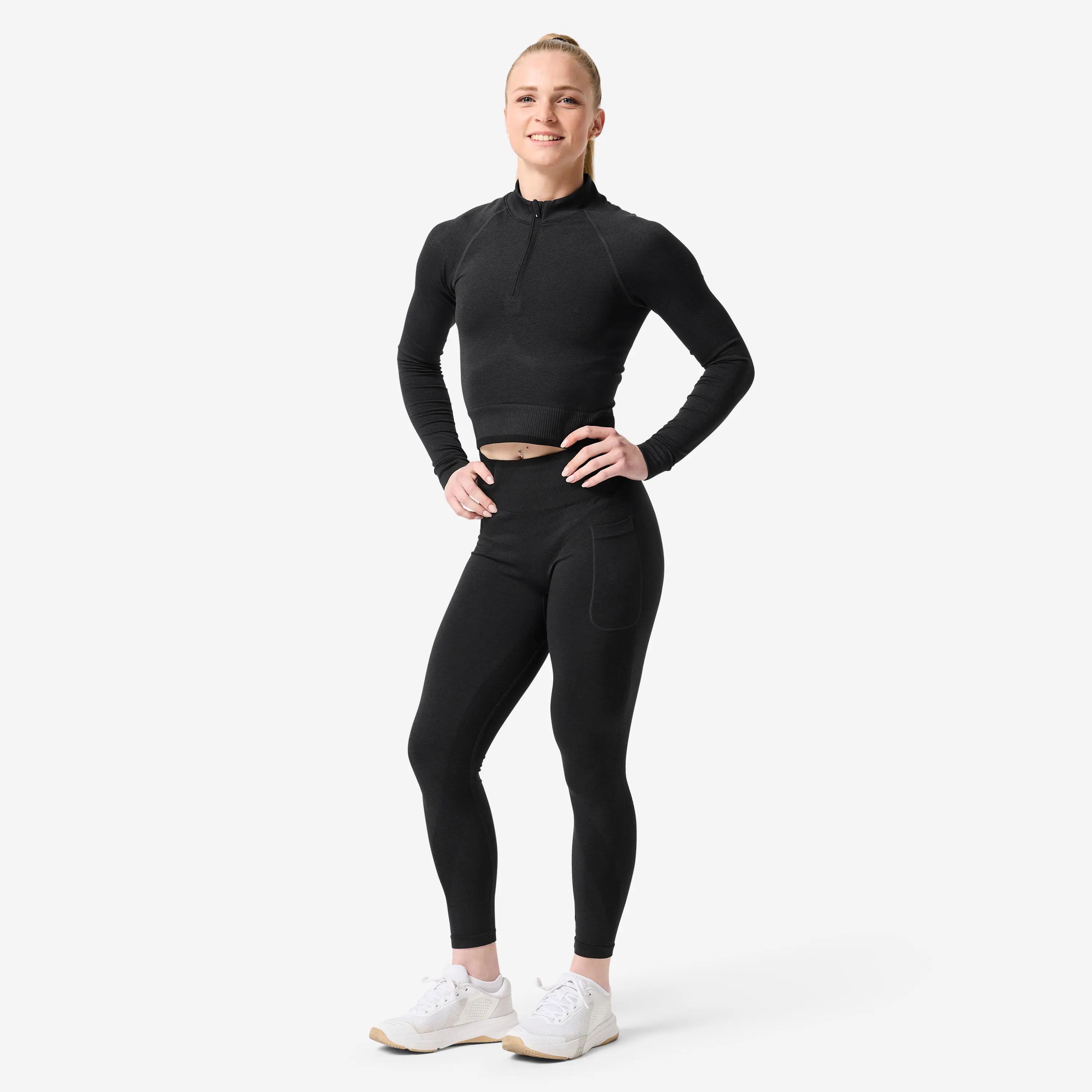 Chandail de musculation à manches longues à demi-zip femme 2/11