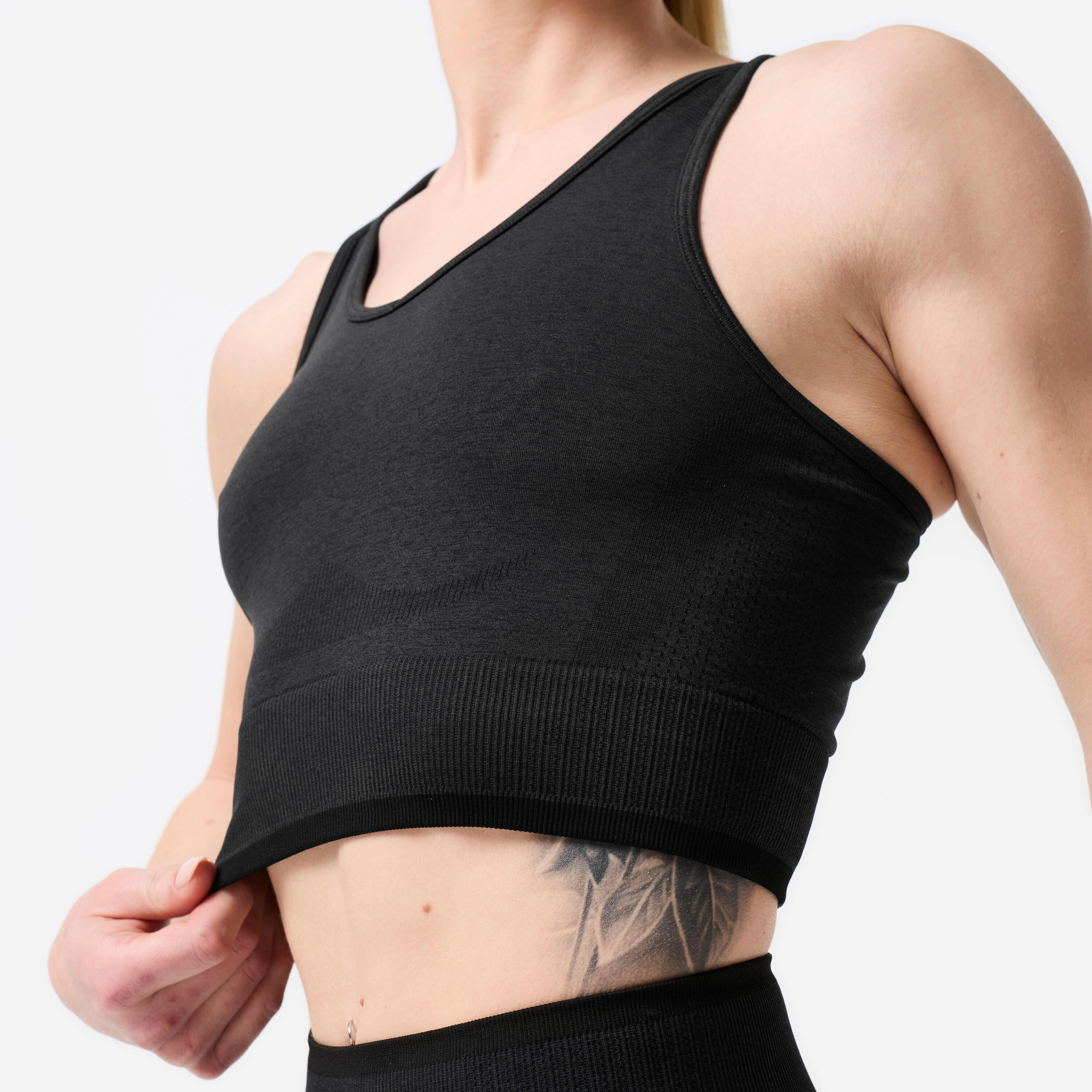 Top alças de musculação mulher, cinzento e preto 5/7