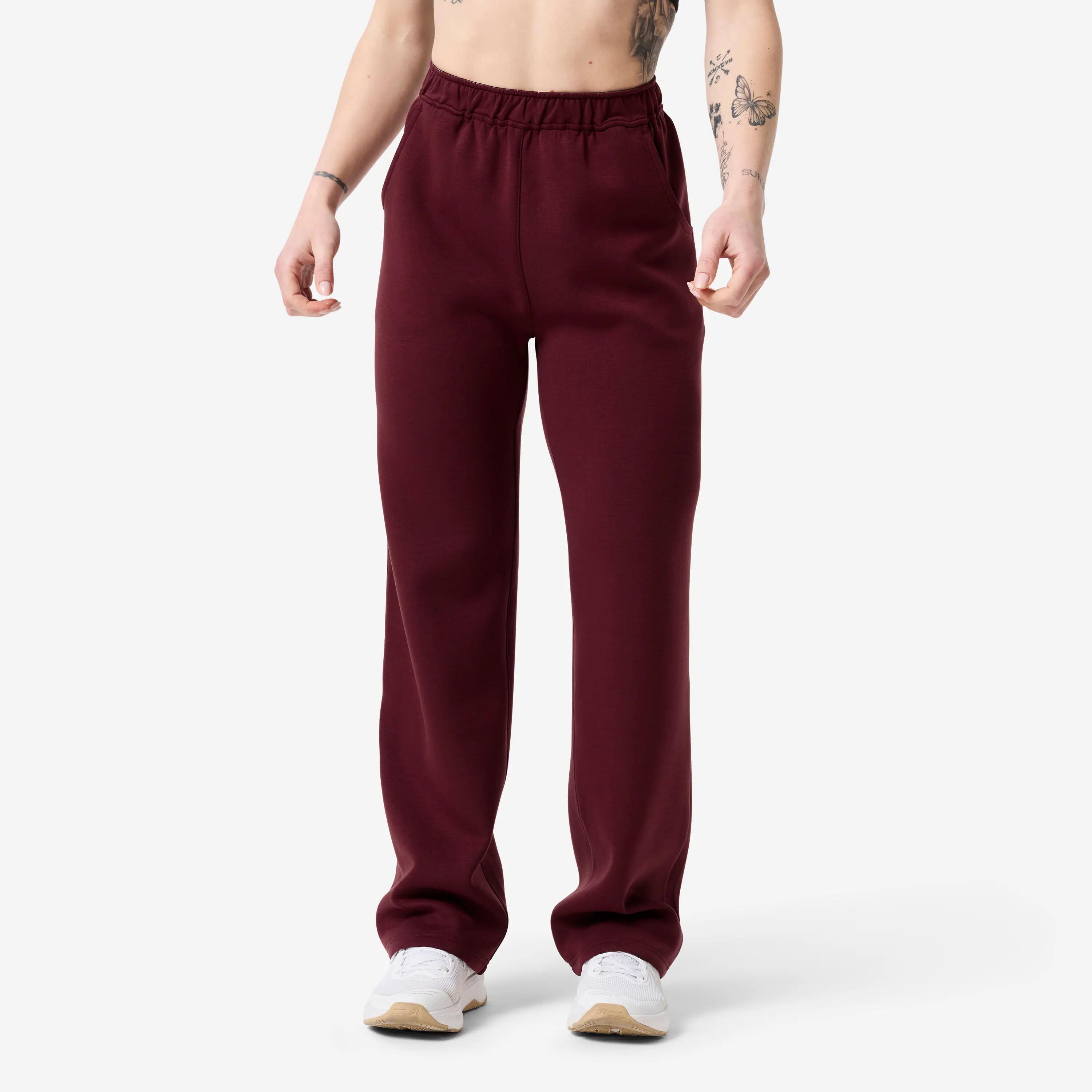 Pantalon de trening confortabil regular bordo damă 7/9