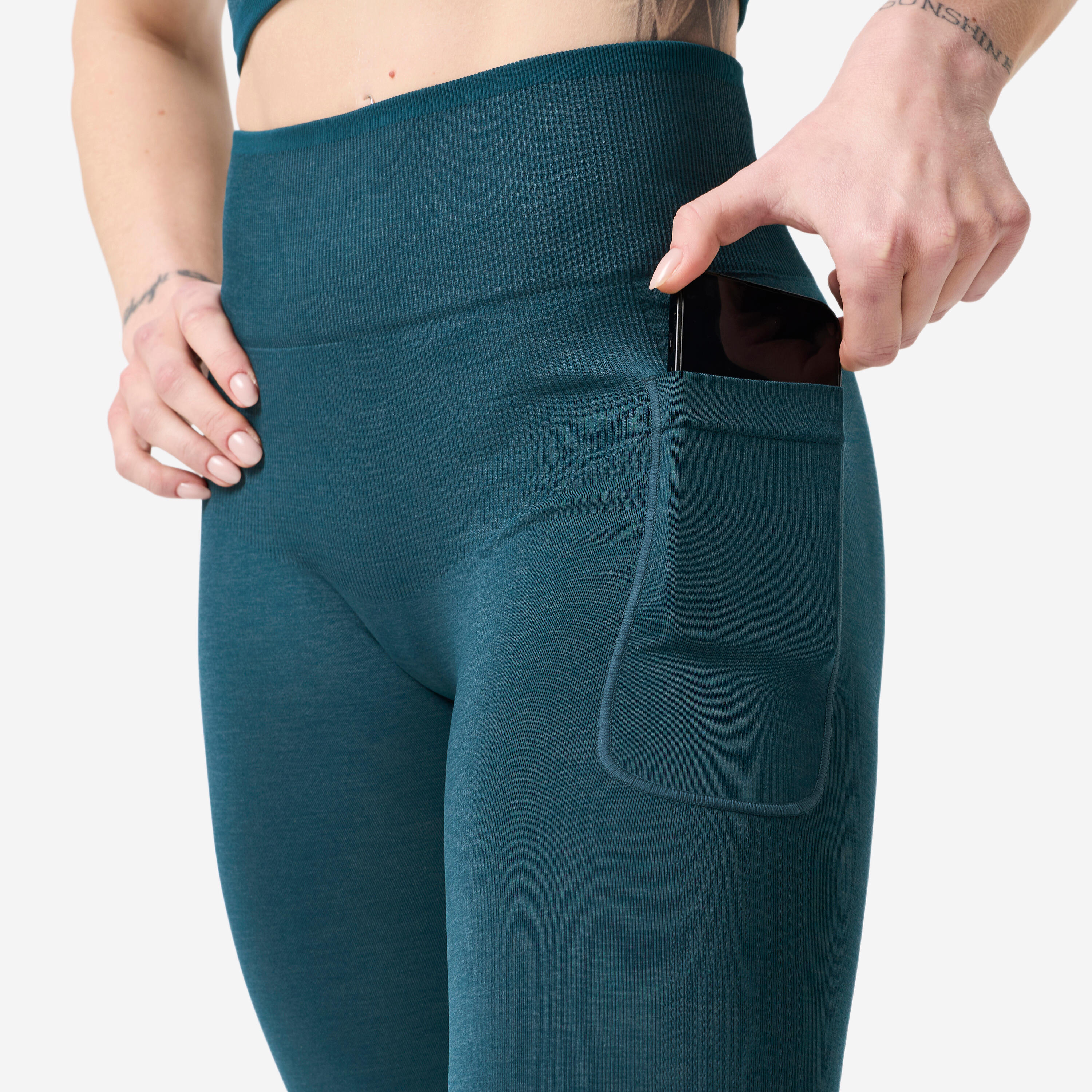Legging krachttraining dames teal 4/8