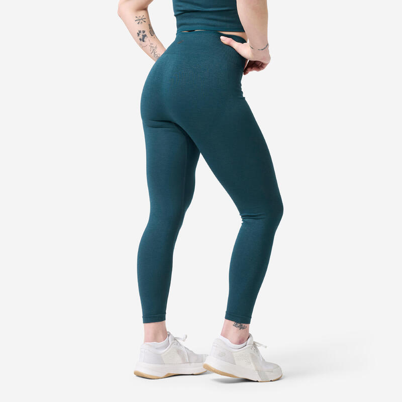 Colanți de fitness fără cusături albastru Damă 