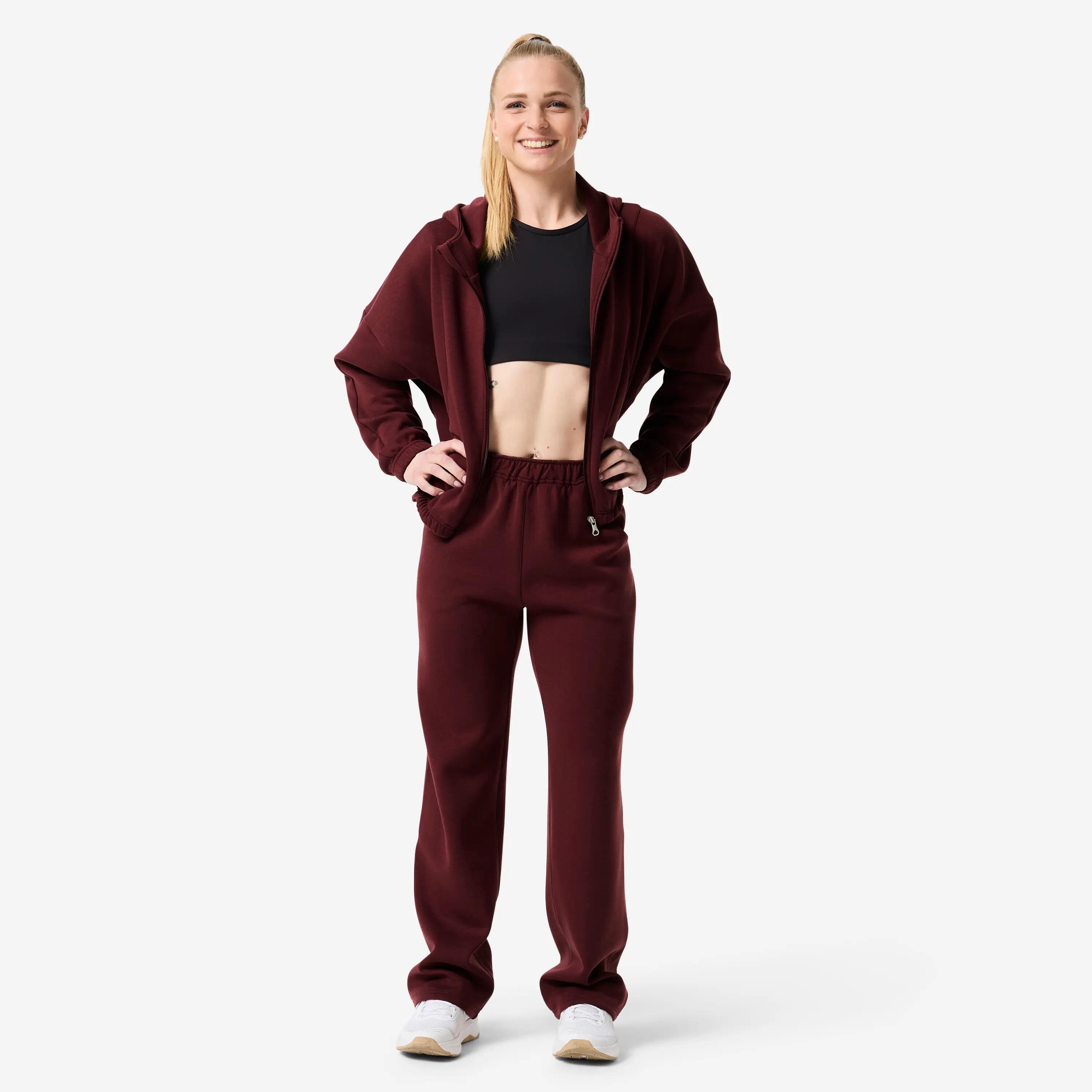 Pantalon en coton ouaté femme rouge 2/7