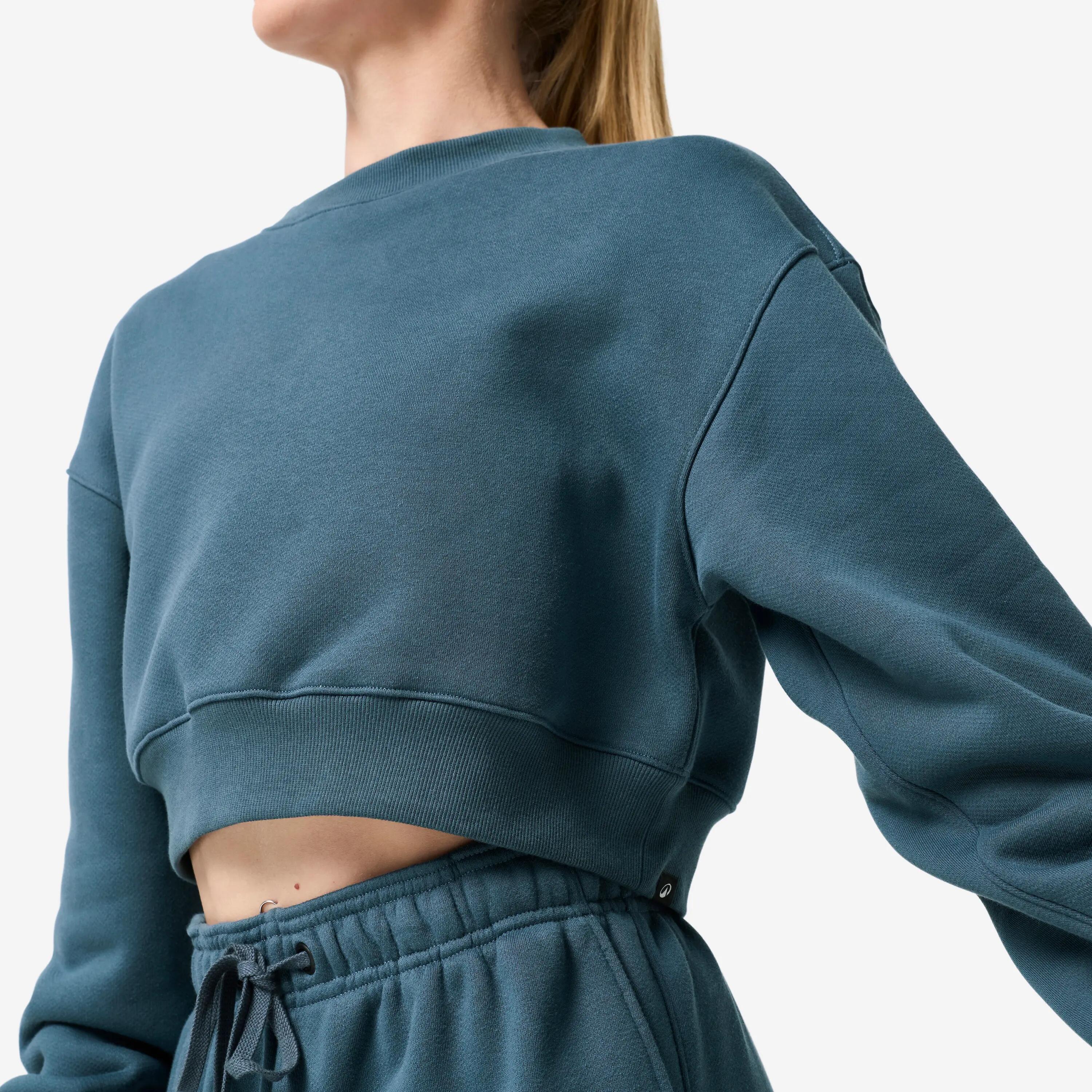 Women's cropped fitness sweatshirt, blue -  4