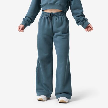 Pantalon de jogging large en coton et chaud femme, bleu foncé
