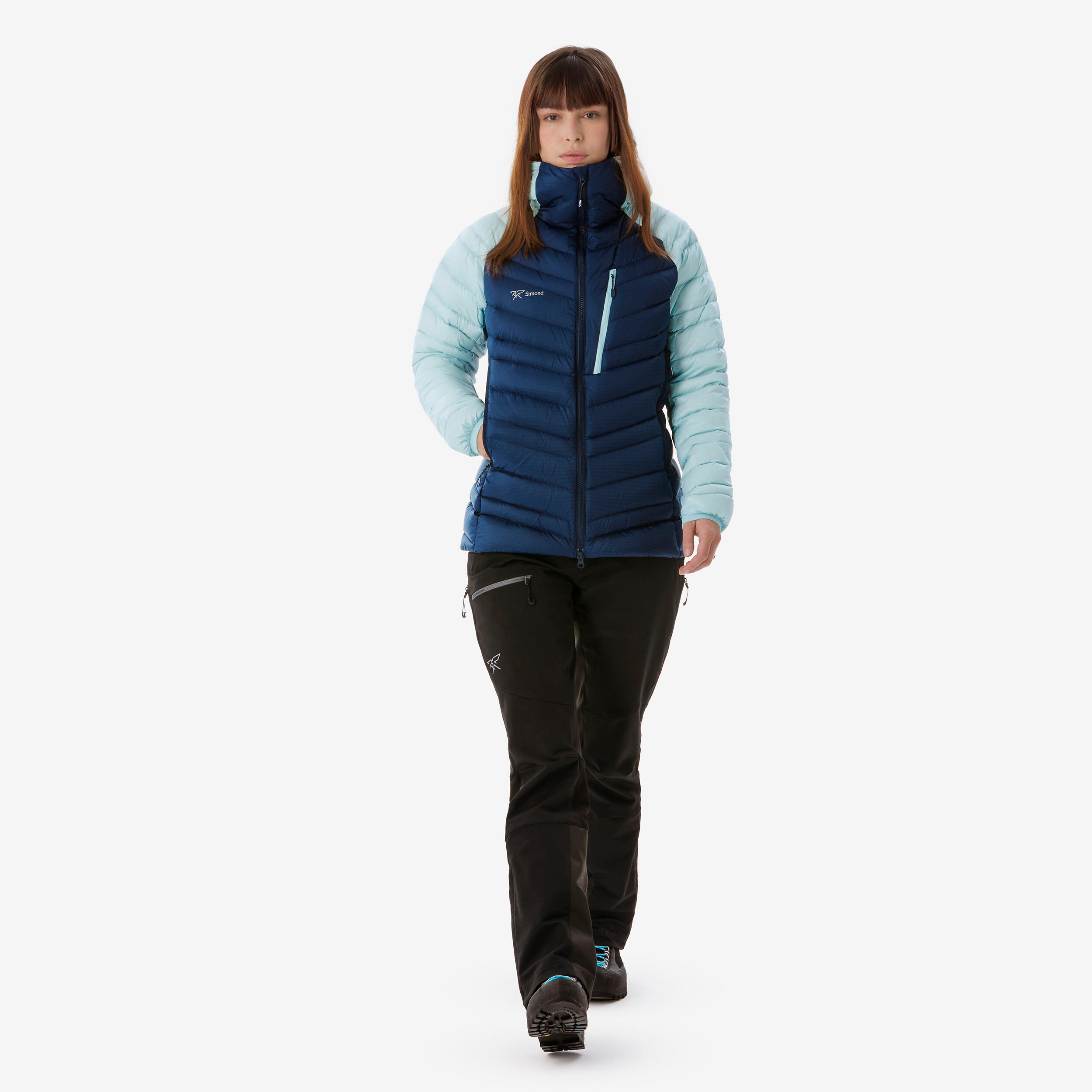 Women’s mountaineering down jacket - Navy blue/Arctic blue