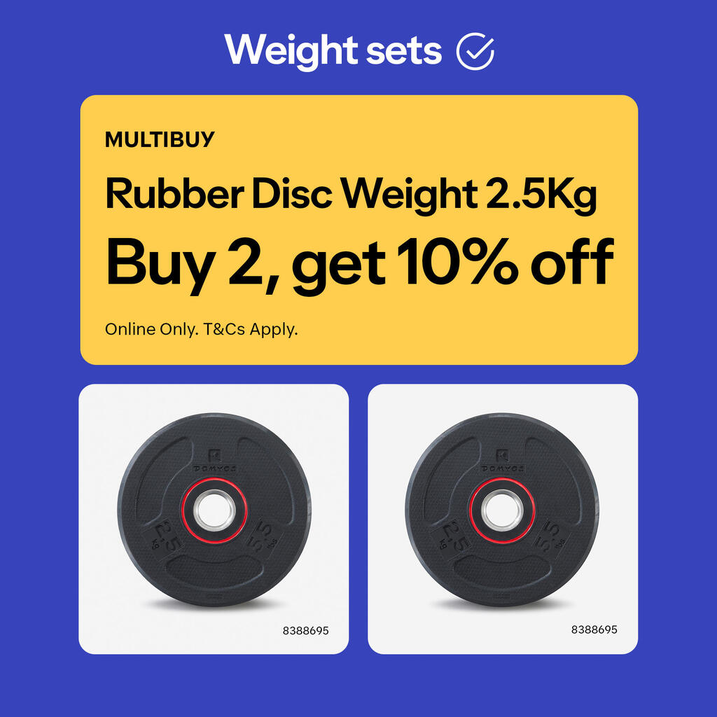 Rubber Disc Weight 2.5 kg 1 Inch / 28mm Partly Recycled Cast Iron