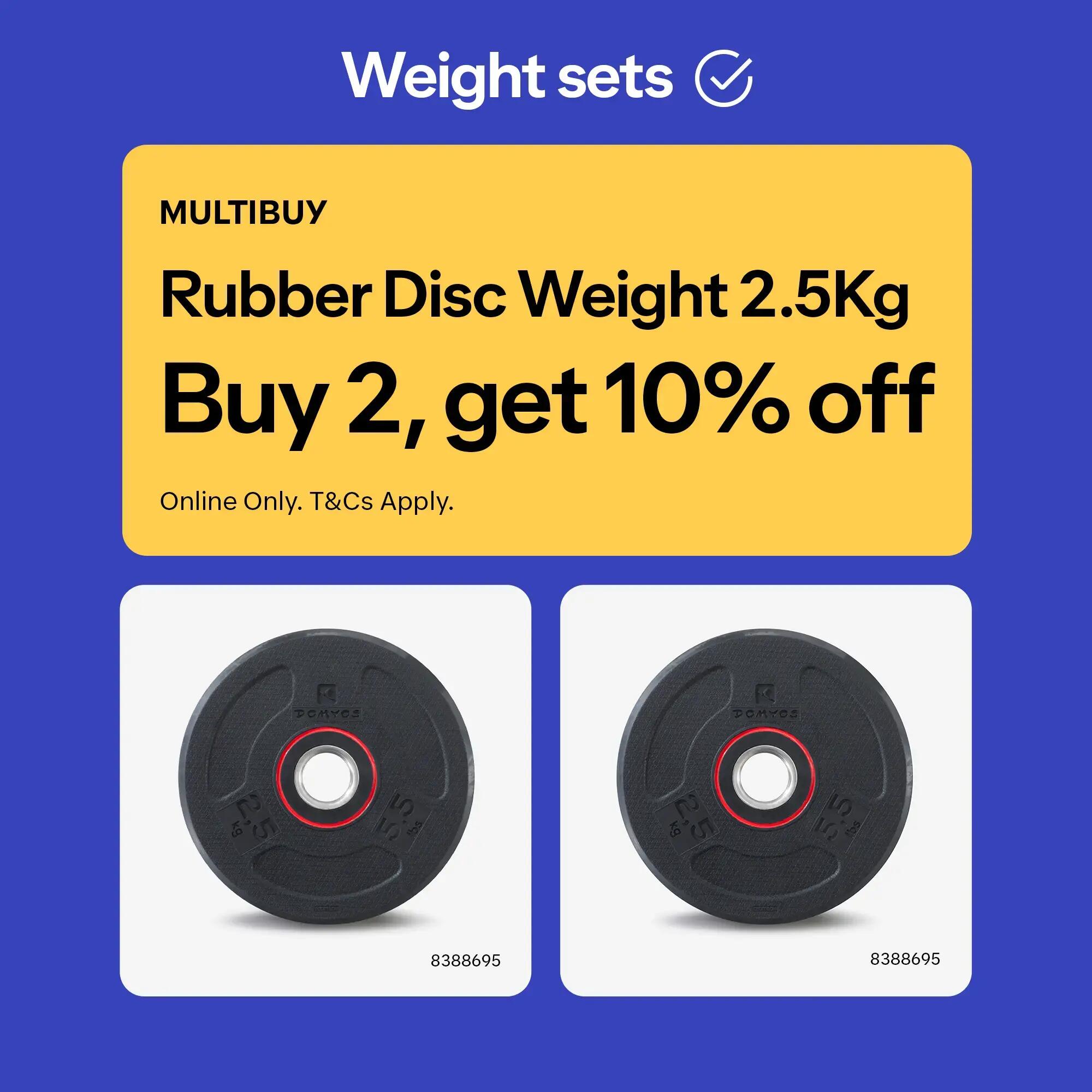 Rubber Disc Weight 2.5 kg 1 Inch / 28mm Partly Recycled Cast Iron 2/6