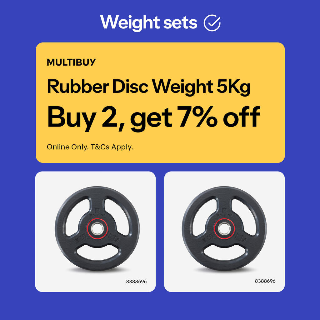Rubber Disc Weight with Handles 1 Inch / 28mm 5 kg, Partly Recycled Cast Iron