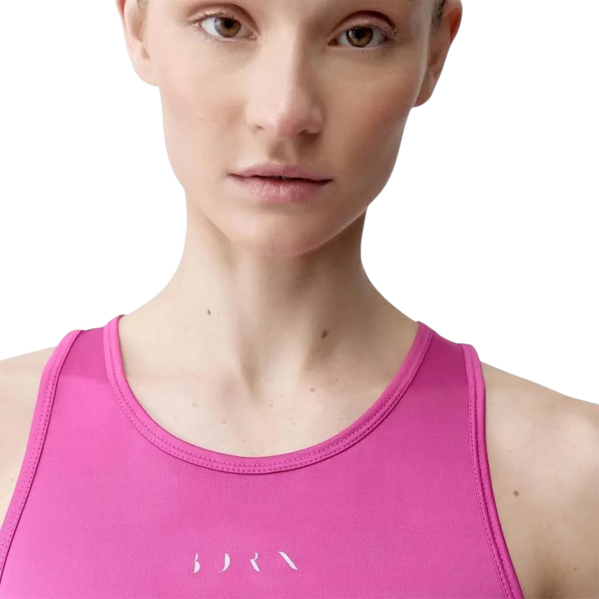 Camiseta sin mangas fitness Mujer Born daila tank fucsia 4/5