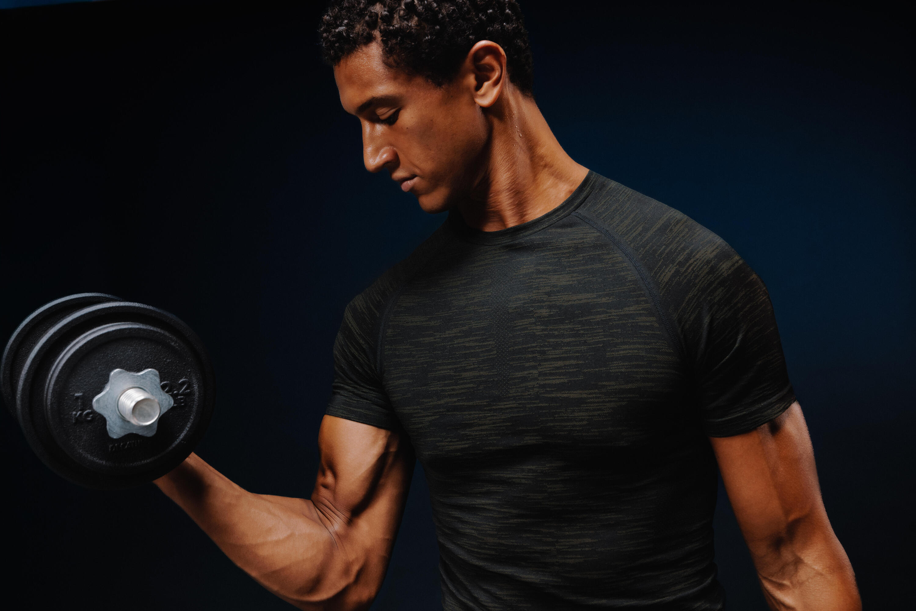 T-shirt uomo palestra regular fit traspirante nero-grigio 9/9