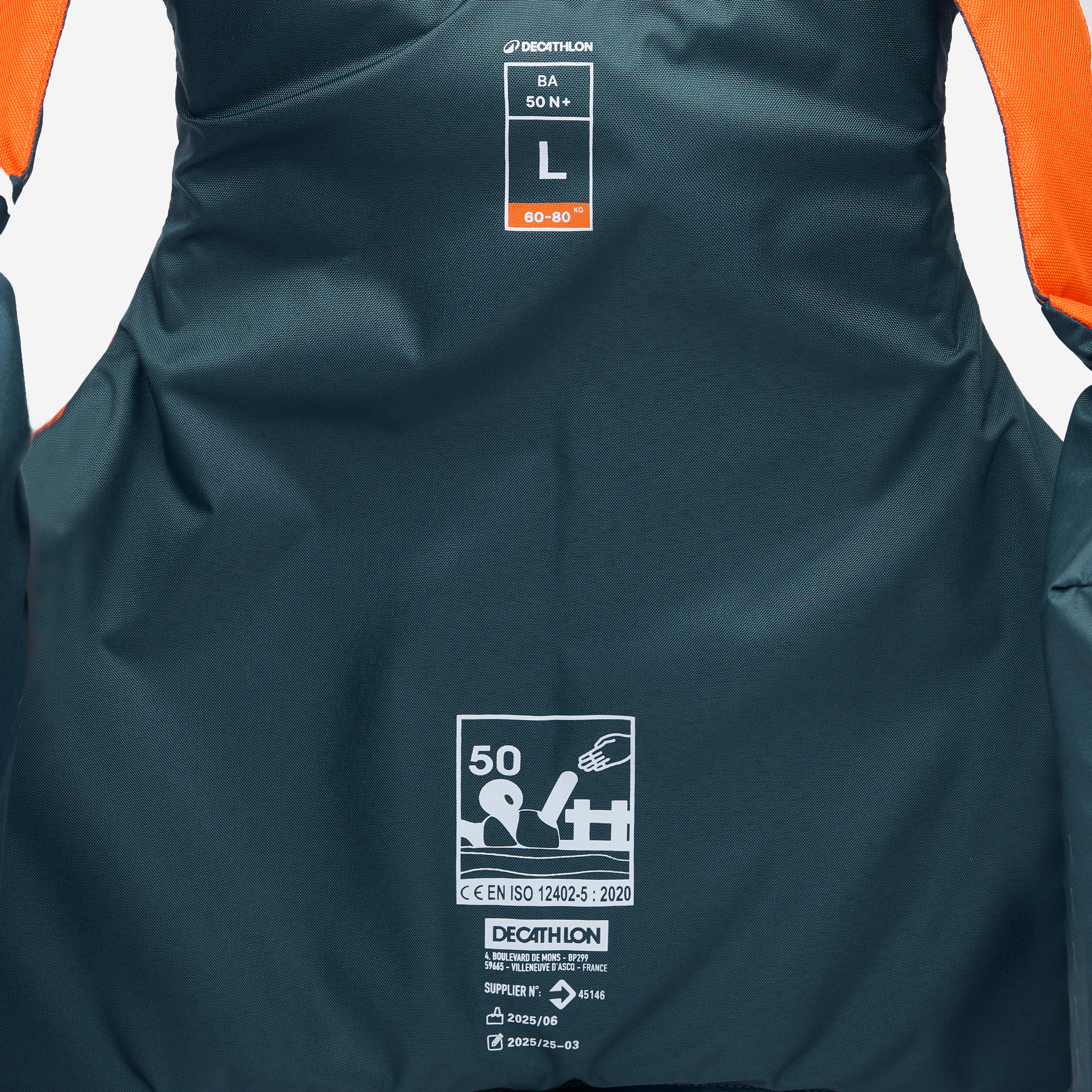 ITIWIT Pomocná plávacia vesta 50N+ na kajak/paddleboard/jachting modro-oranžová 40-60 kg · záber 5