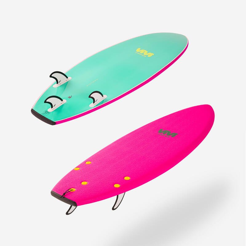 Placă surf din spumă shortboard 5'6, 500 Soft RAD Roz - Serie limitată ViVi