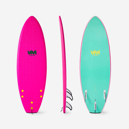 Planche de surf en mousse shortboard 5'6, 500 Soft RAD Rose - Série limitée ViVi