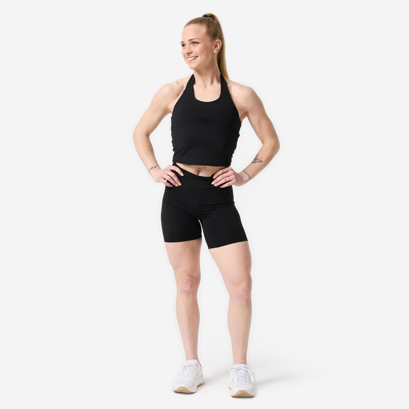 Șort de fitness cu efect scrunch, negru, damă