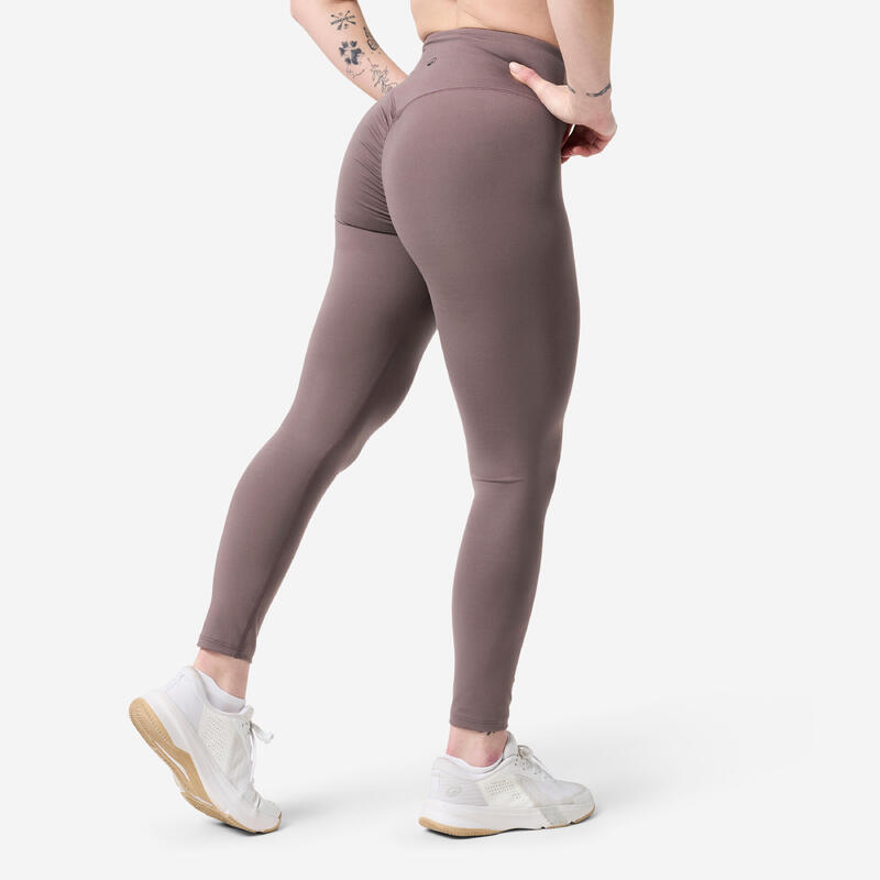 Colanți de fitness, efect scrunch, maro, damă