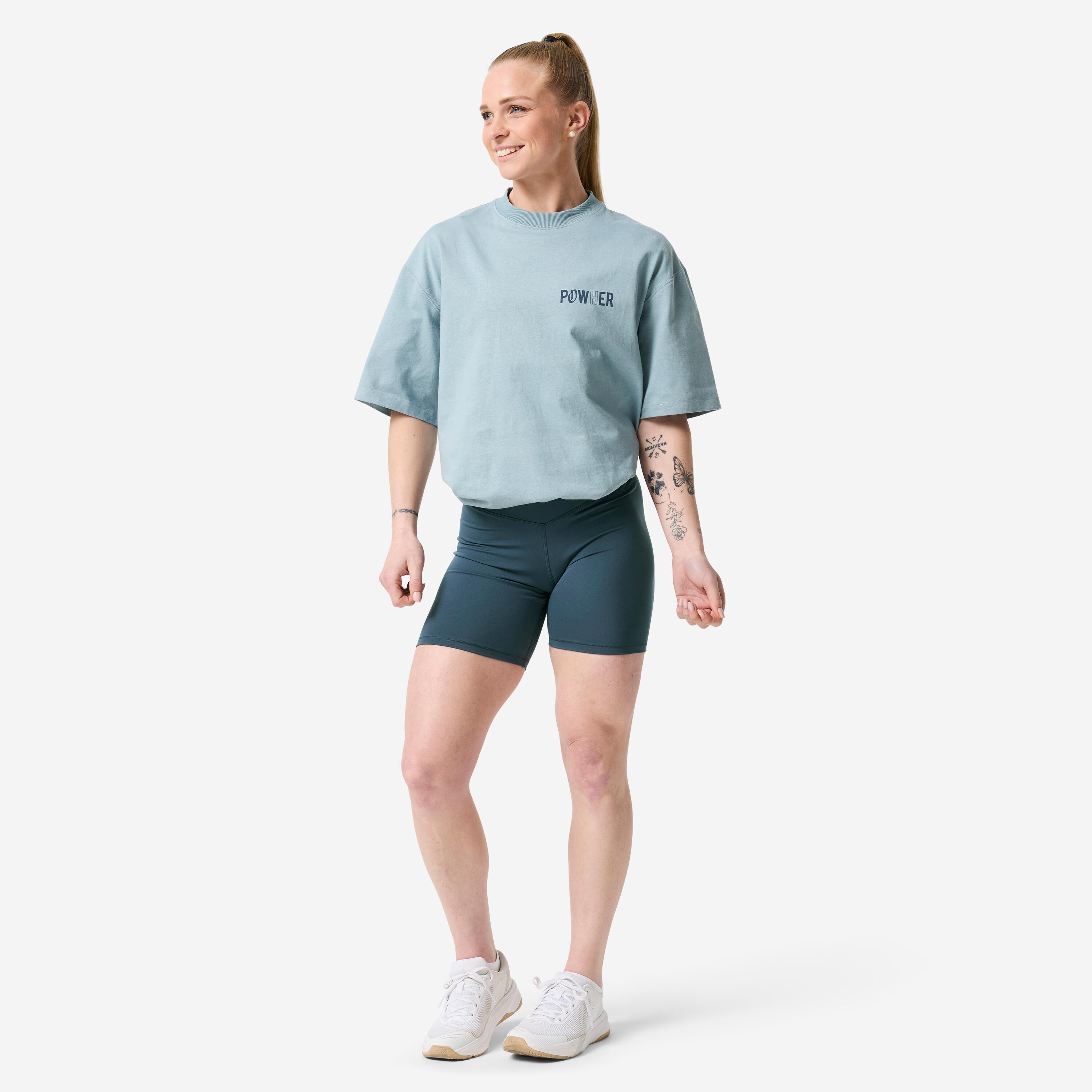 Sportshort scrunch voor dames blauw 3/15