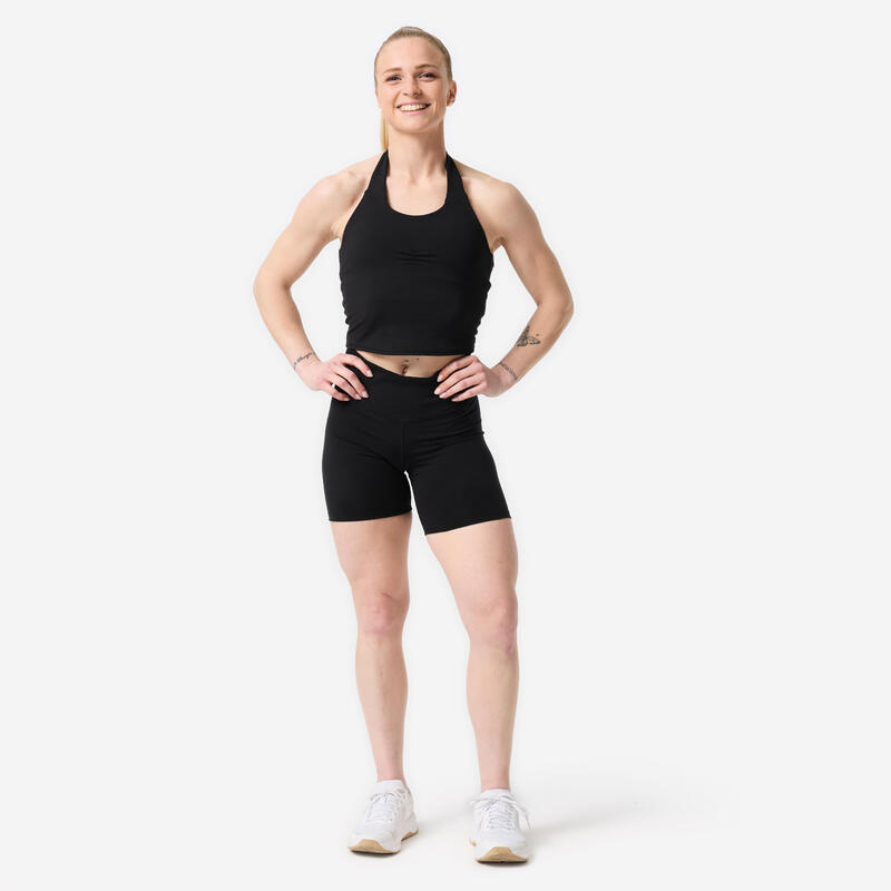 Șort de fitness cu efect scrunch, negru, damă