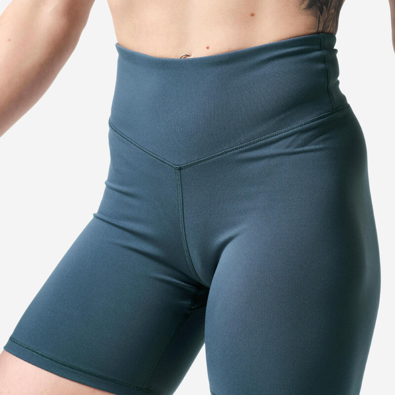 Șort de fitness efect scrunch albastru, damă